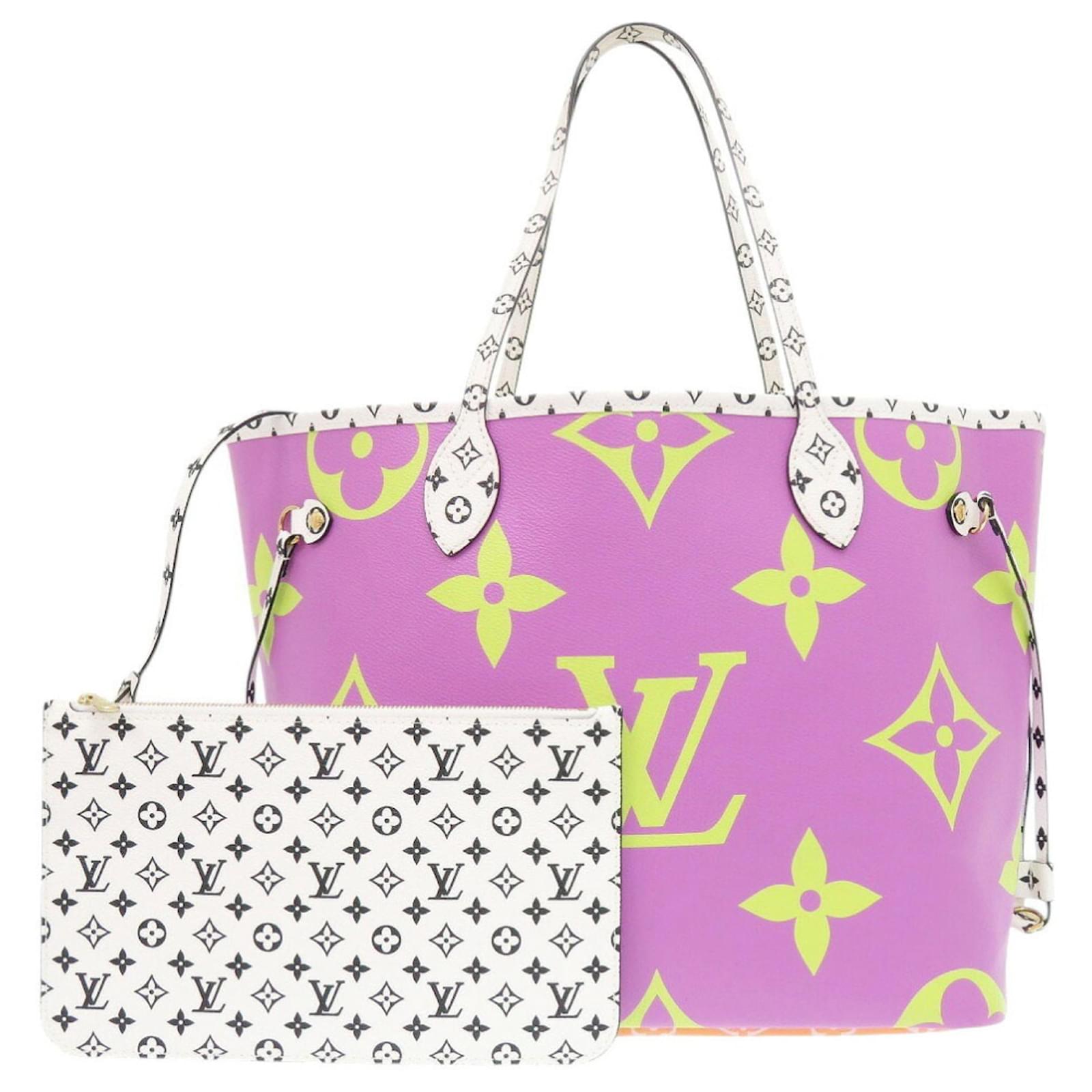 Louis Vuitton Neverfull MM Monogram Tote Bag Pink Orange Purple