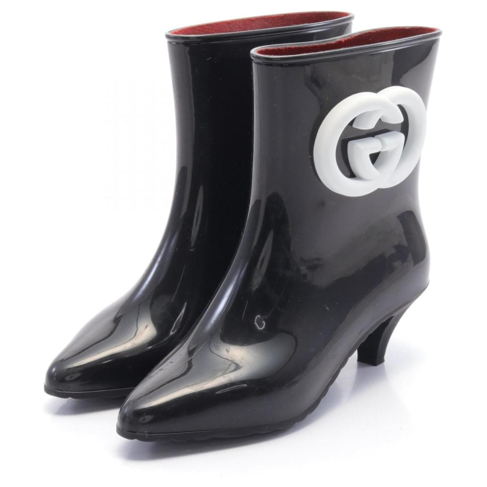 Bottes de pluie en caoutchouc Gucci Interlocking G Plastique Noir