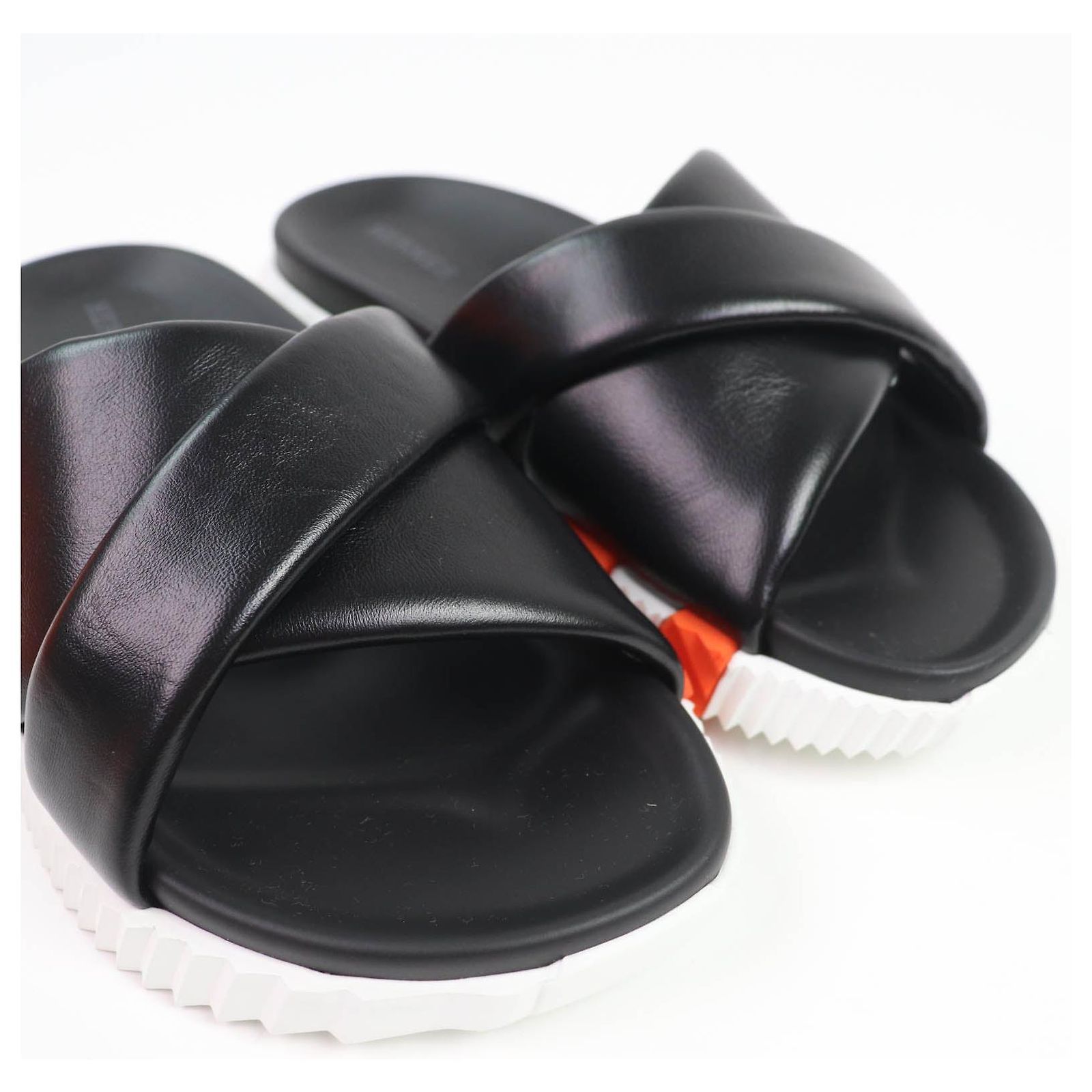 Hermès Hermes Infrastructure H logo Leather Sandals Black  display picture 1