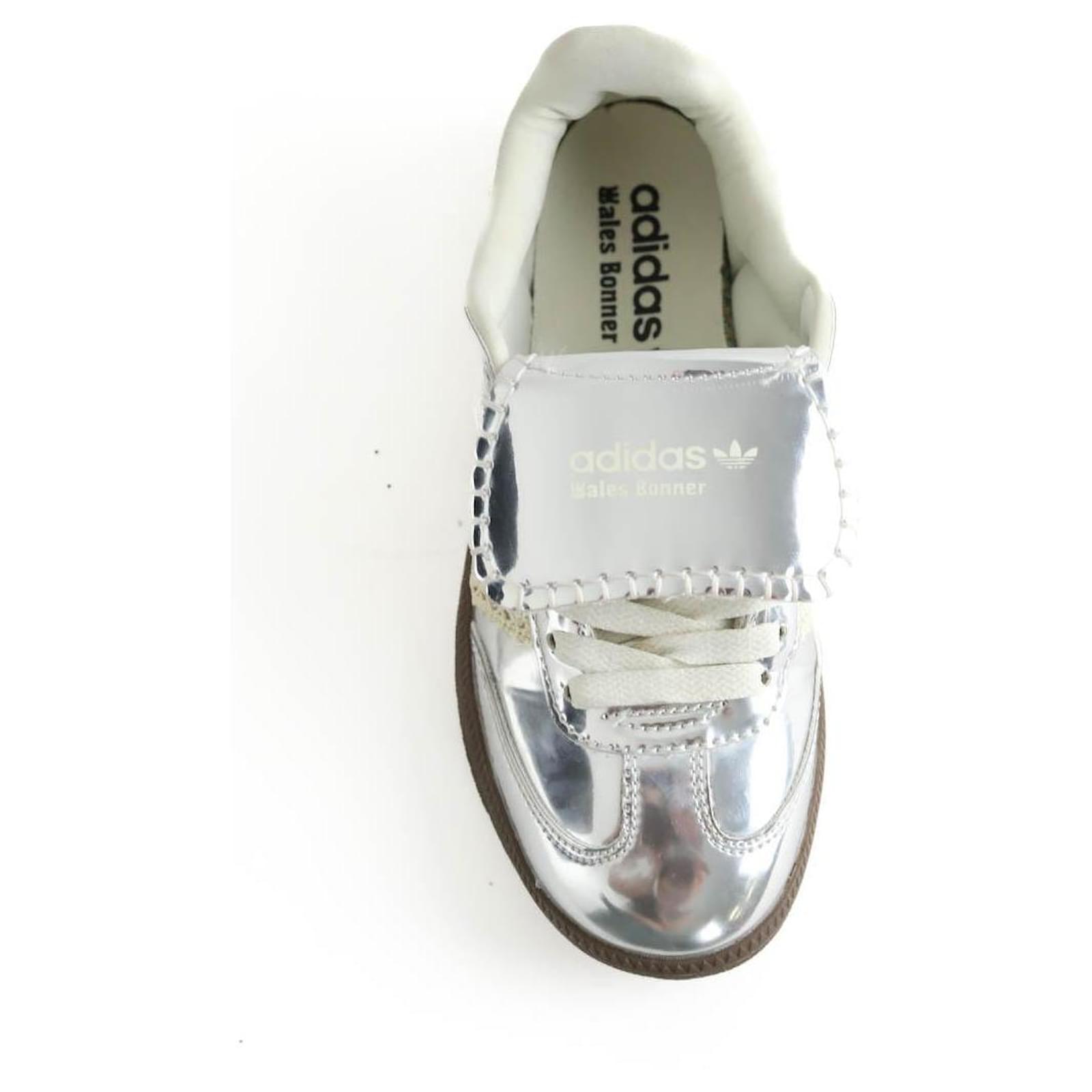adidas gazelle silver green womens adidas x Wales Bonner Samba Sneakers in Silver