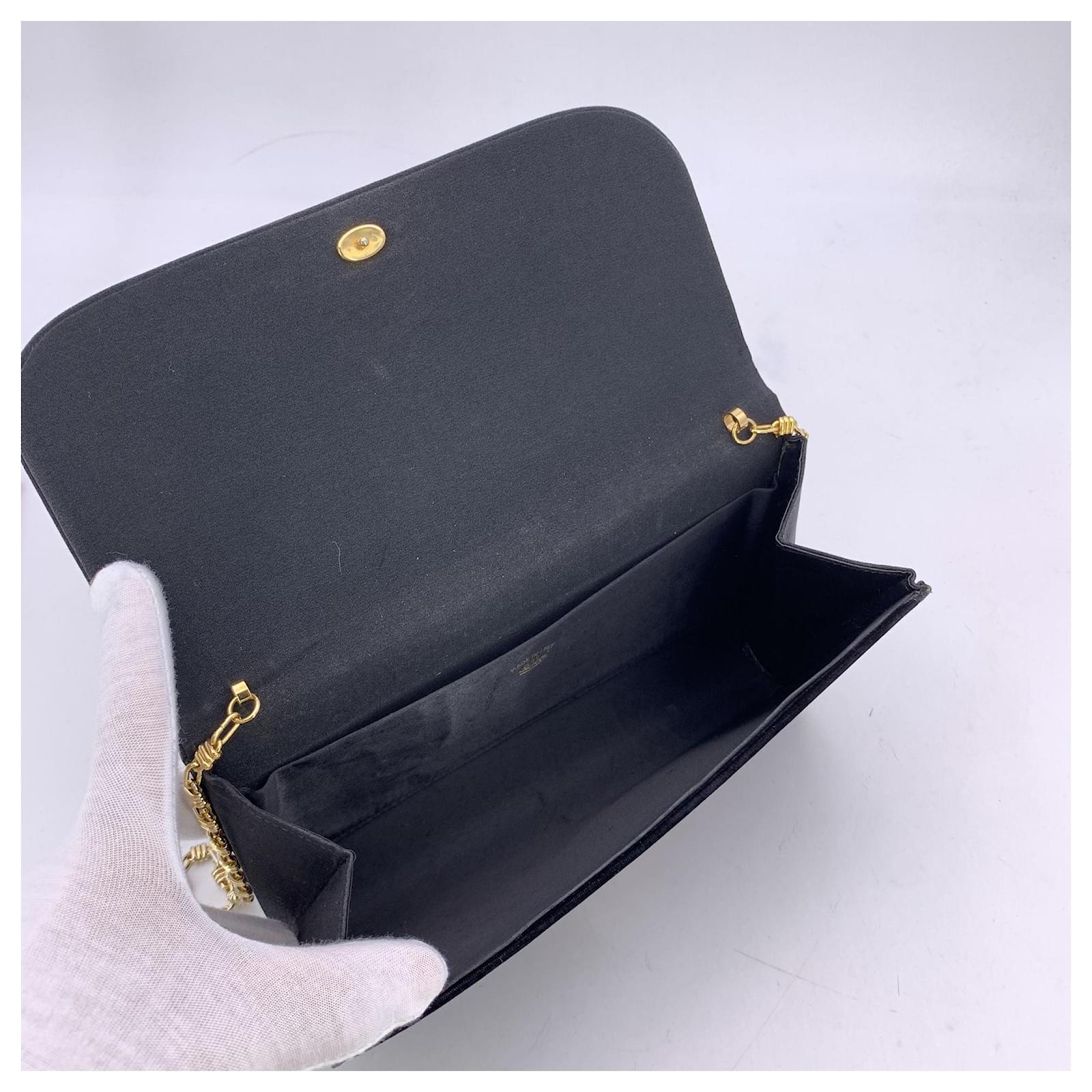 Gucci Vintage schwarze Samt-Abendtasche mit Kettenriemen ref