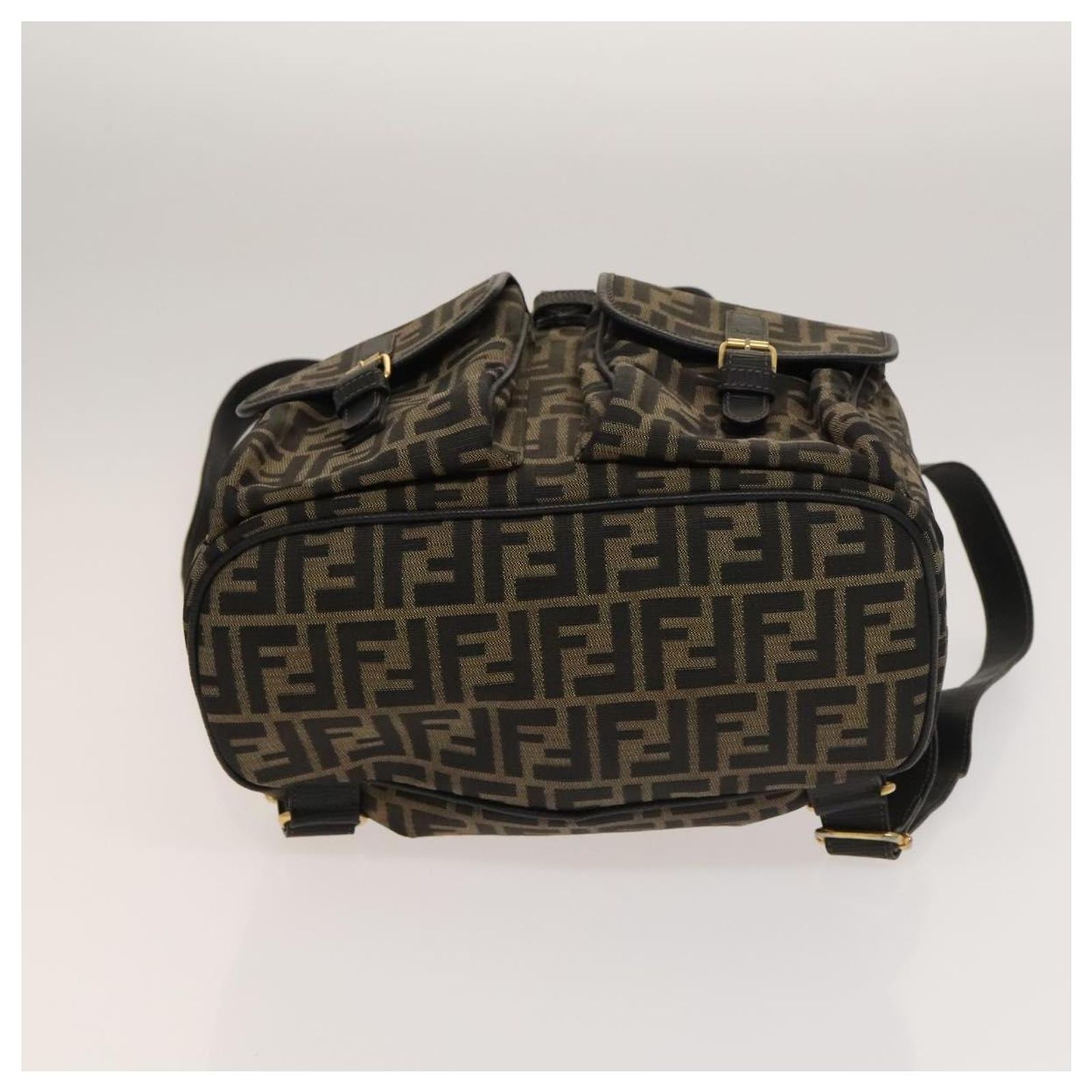 FENDI Zucca Canvas Backpack Black Brown Auth 133048 ref  display picture 3