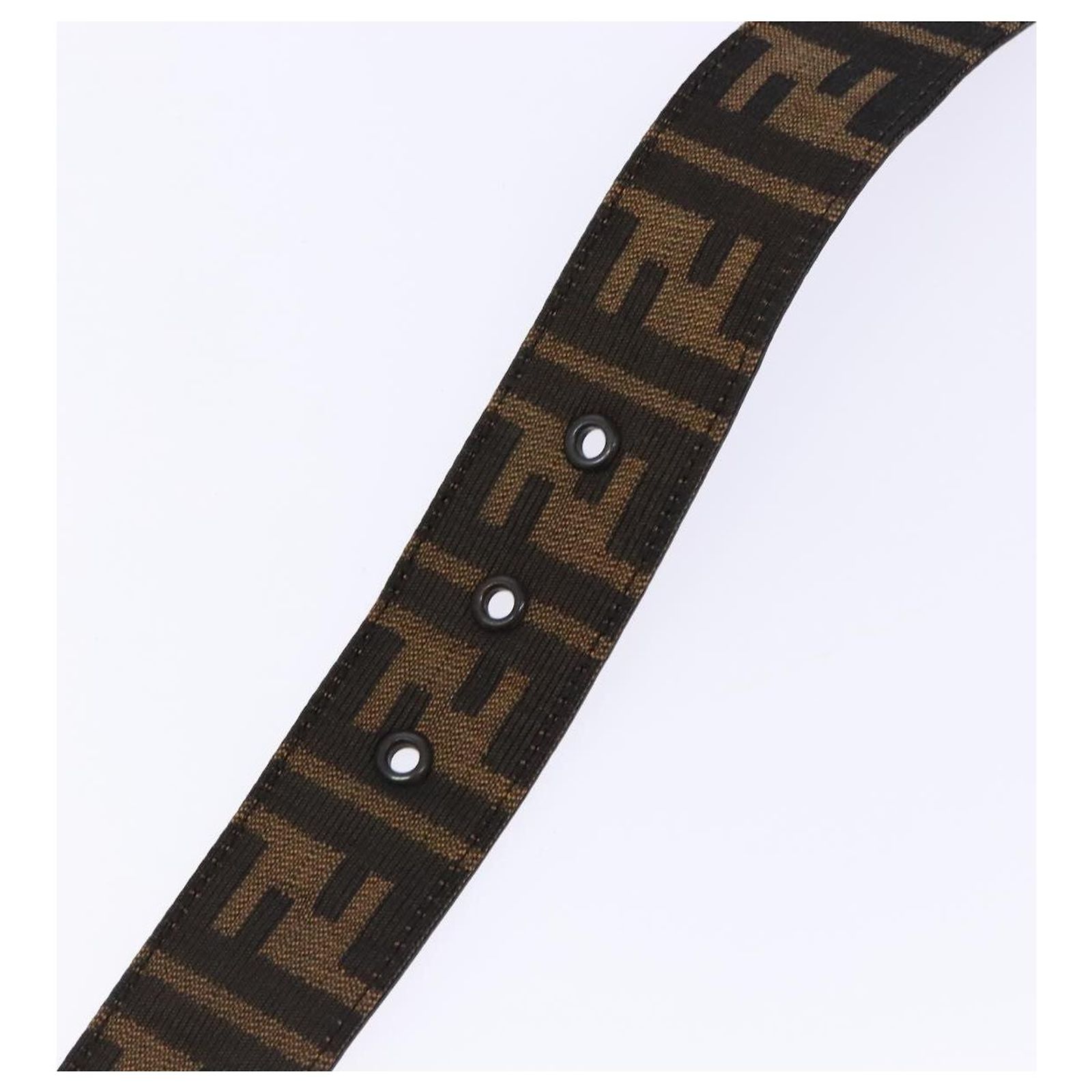 FENDI Zucca Canvas Belt Black Brown Auth 133498 Leather ref  display picture 2