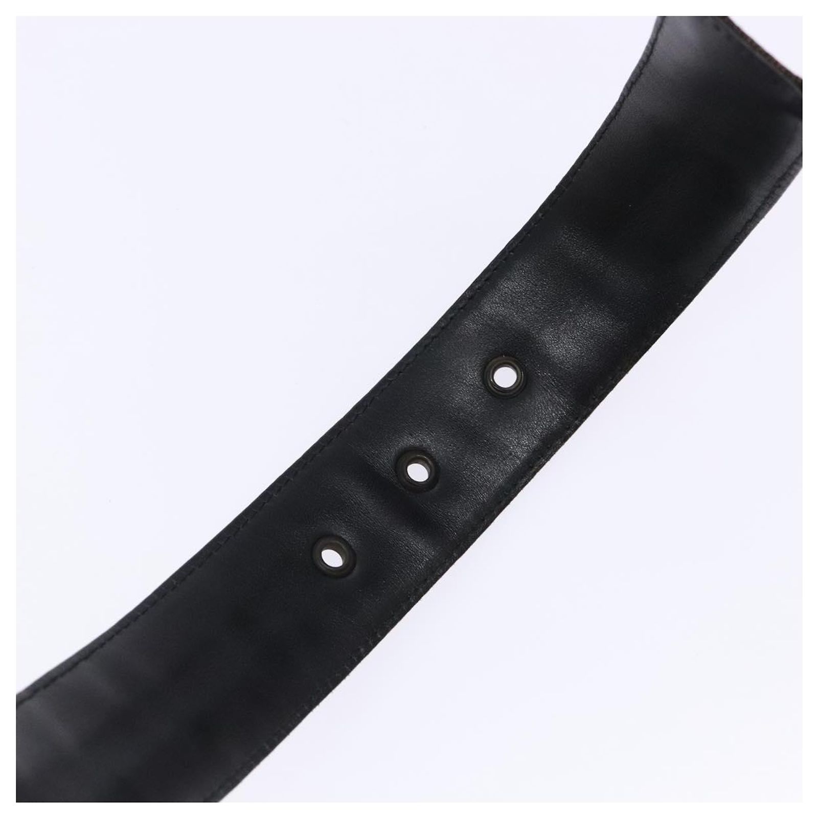 FENDI Zucca Canvas Belt Black Brown Auth 133498 FENDI Zucca Canvas Belt Black Brown Auth 133498 Leather ref  main image 4