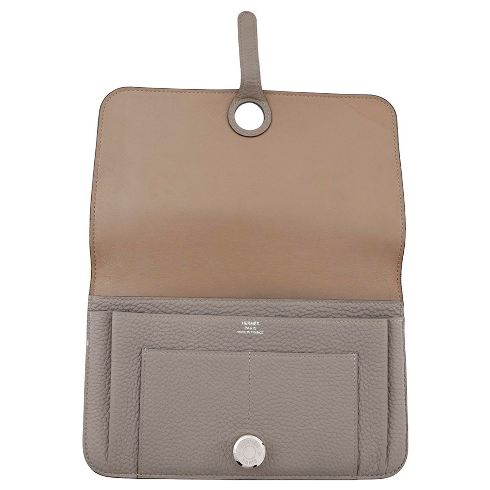 Portefeuille Long HERMES Dogon GM Cuir Vert - Double Pli - Occasion Très Bon état