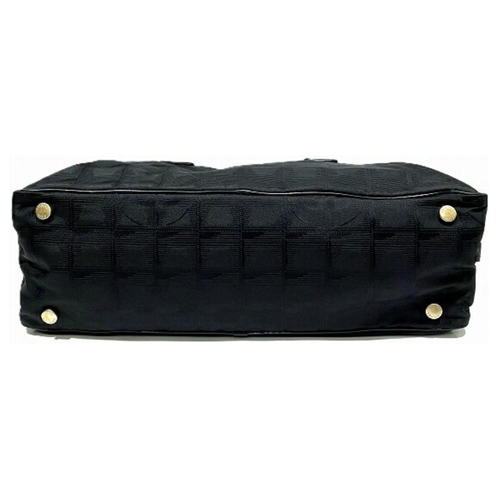 Chanel New Travel Line Mini Boston Bag Black Leather Nylon ref