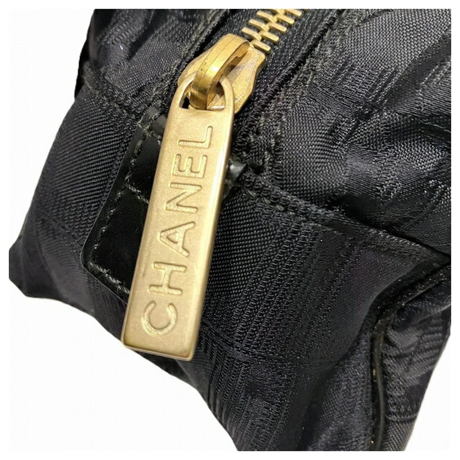 Chanel New Travel Line Mini Boston Bag Black Leather Nylon ref