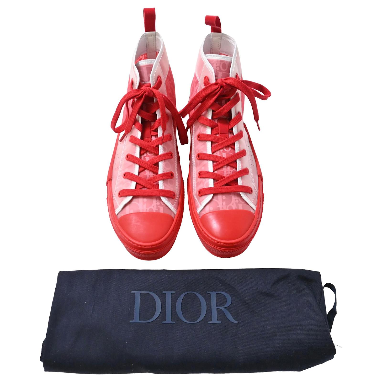 Dior B23 High Top Sneakers in Red PVC Plastic Joli