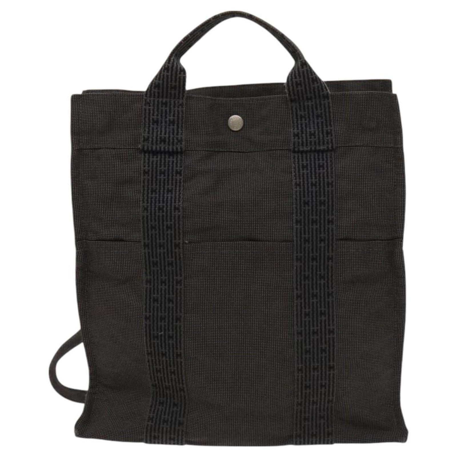 HERMES Her Line Add PM Backpack Canvas Gray Silver Auth bs26934 Hermès HERMES Her Line Add PM Backpack Canvas Gray Silver  main image 4