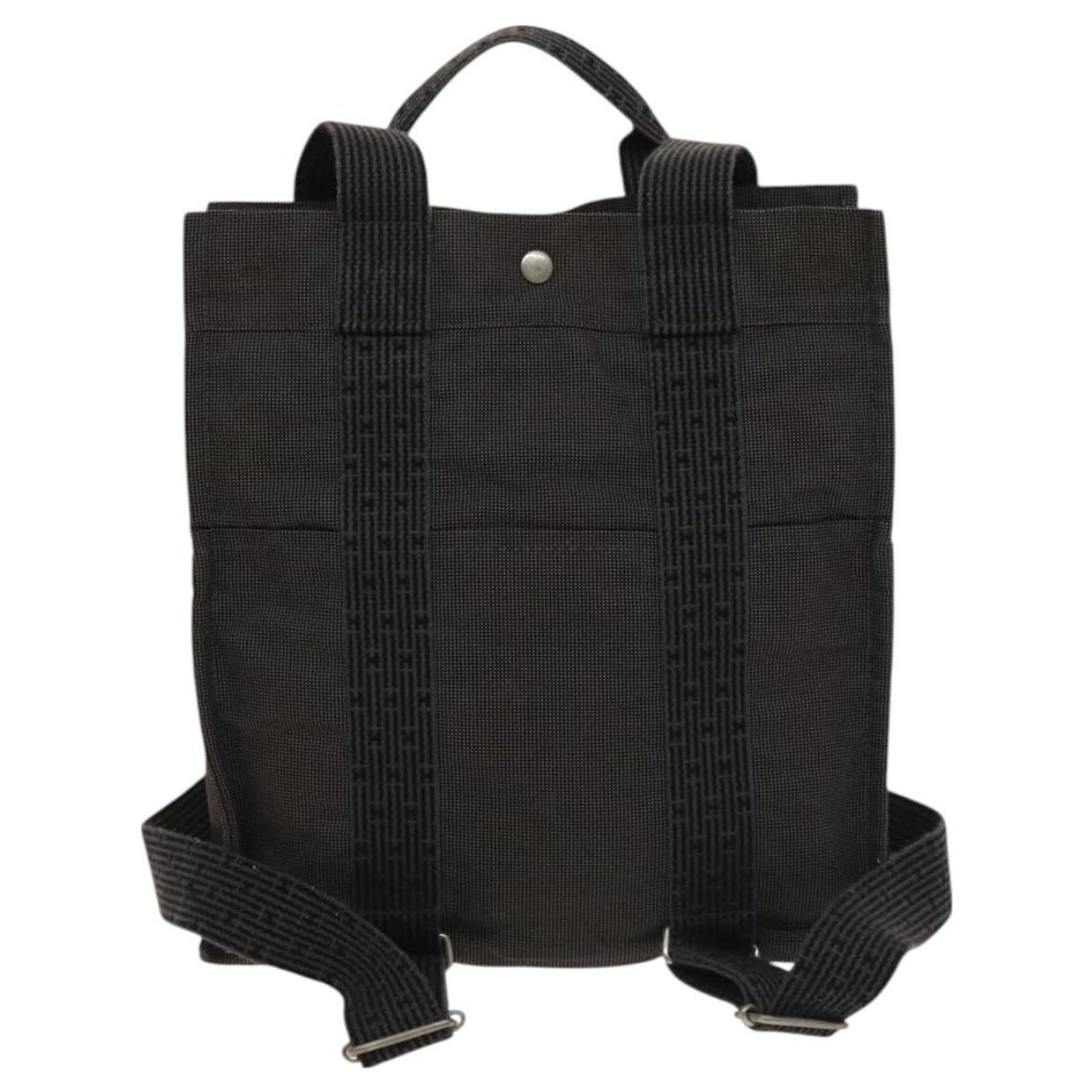 Hermès HERMES Her Line Add PM Backpack Canvas Gray Silver 