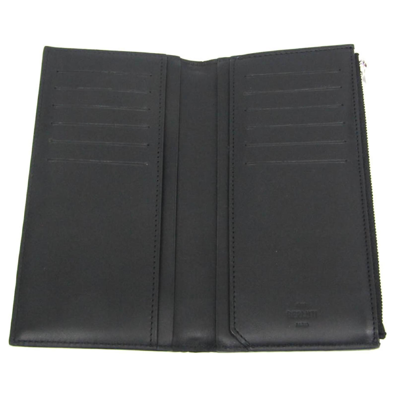 Portefeuille Berluti Néo-Santal Scrit - Veau Marron, Calligraphie, Bifold Long, Occasion Très Bon état