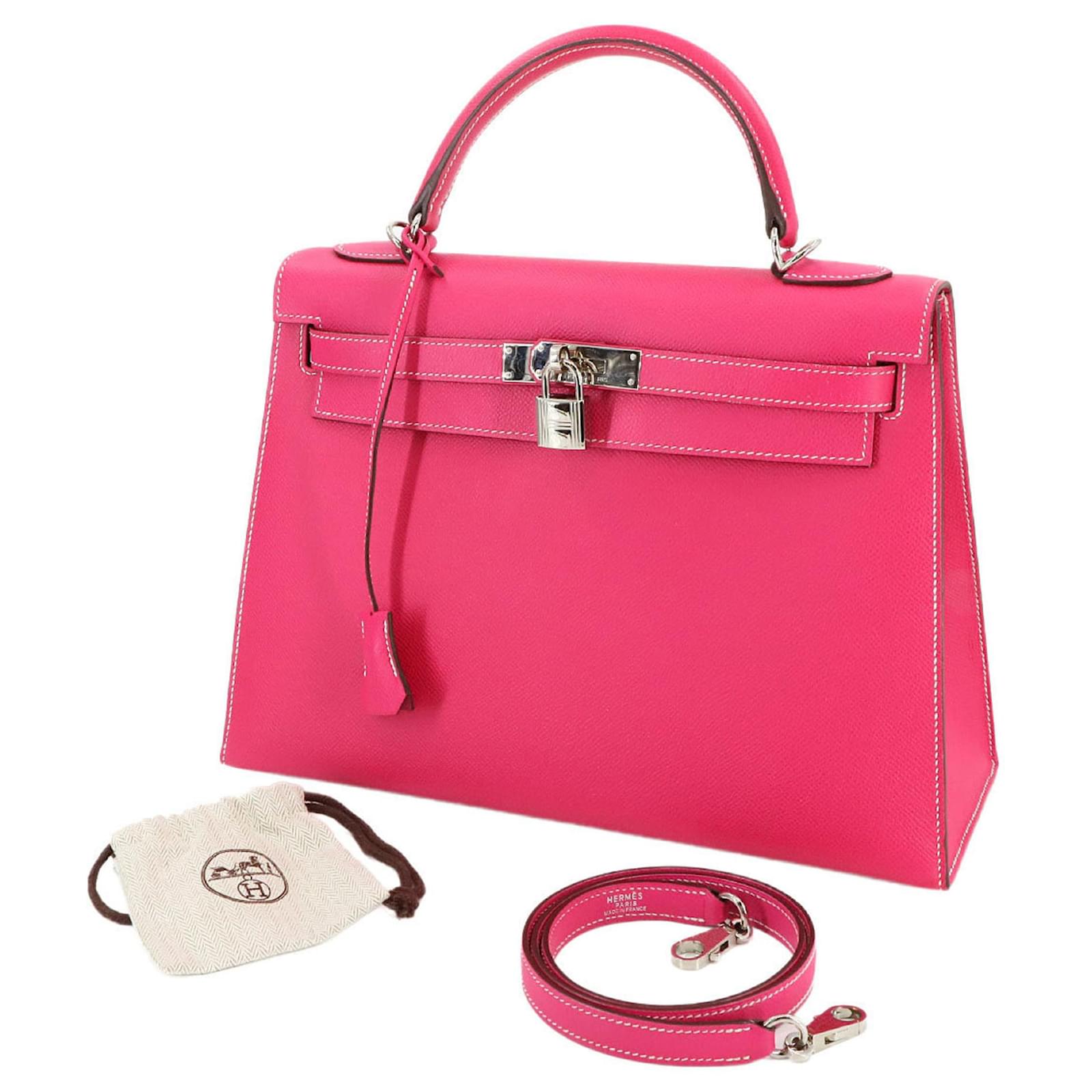 Hermès Hermes Kelly 32 Handbag in Rose Tyrien Pink Leather ref