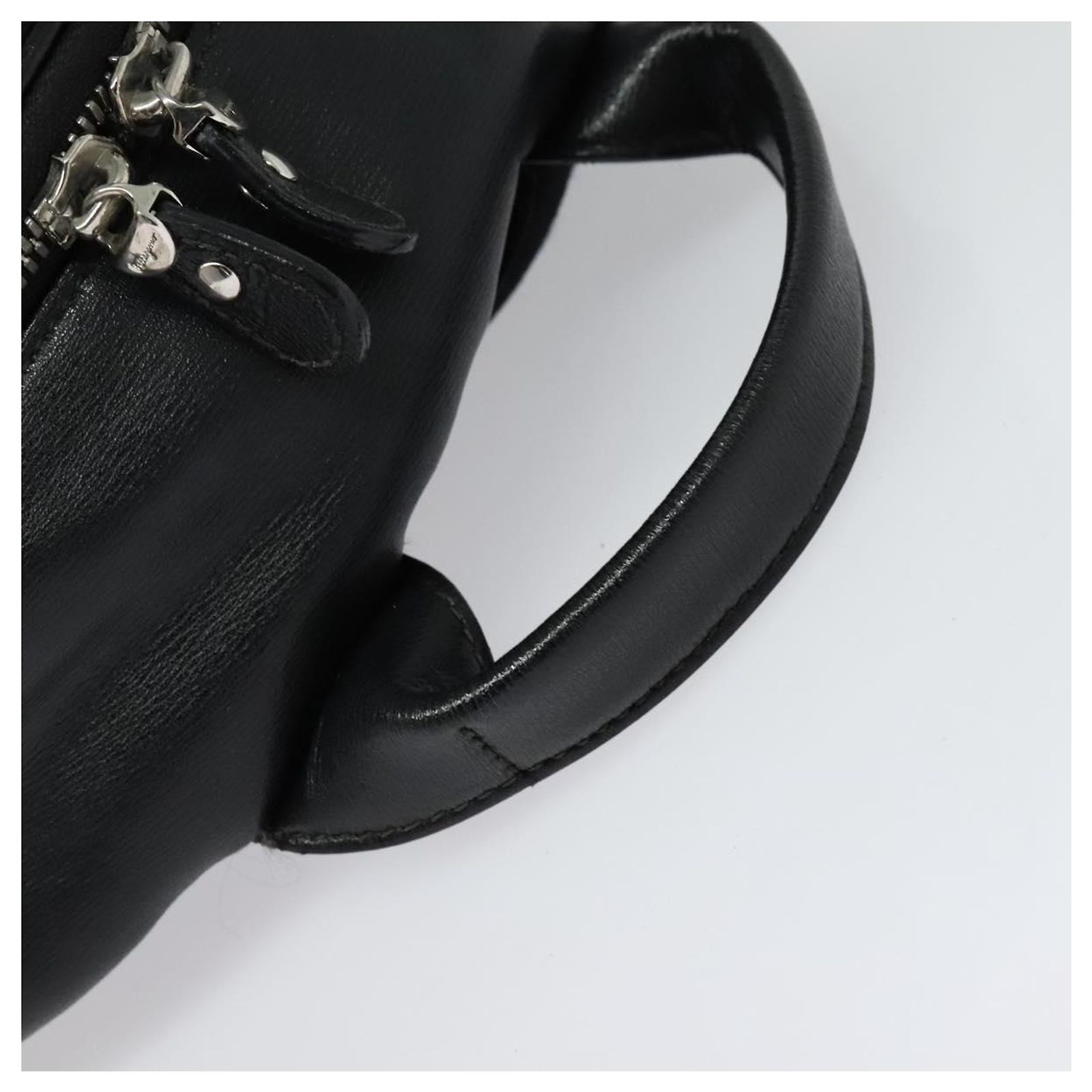 Salvatore Ferragamo Gancini Backpack Leather Black Silver Auth EC696 Salvatore Ferragamo Backpack Black Bags & Handbags for Women  main image 4