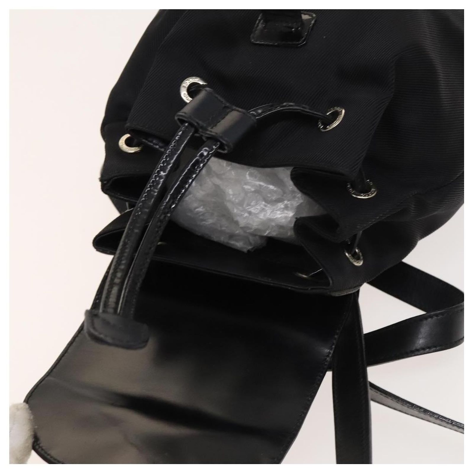 GUCCI Bamboo Backpack Nylon Black Silver 03 2265 0030 Auth  display picture 2