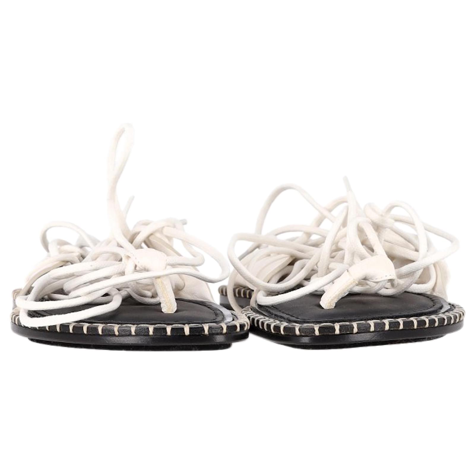 Ann Demeulemeester Self-Tie Flat Sandals in White Leather ref