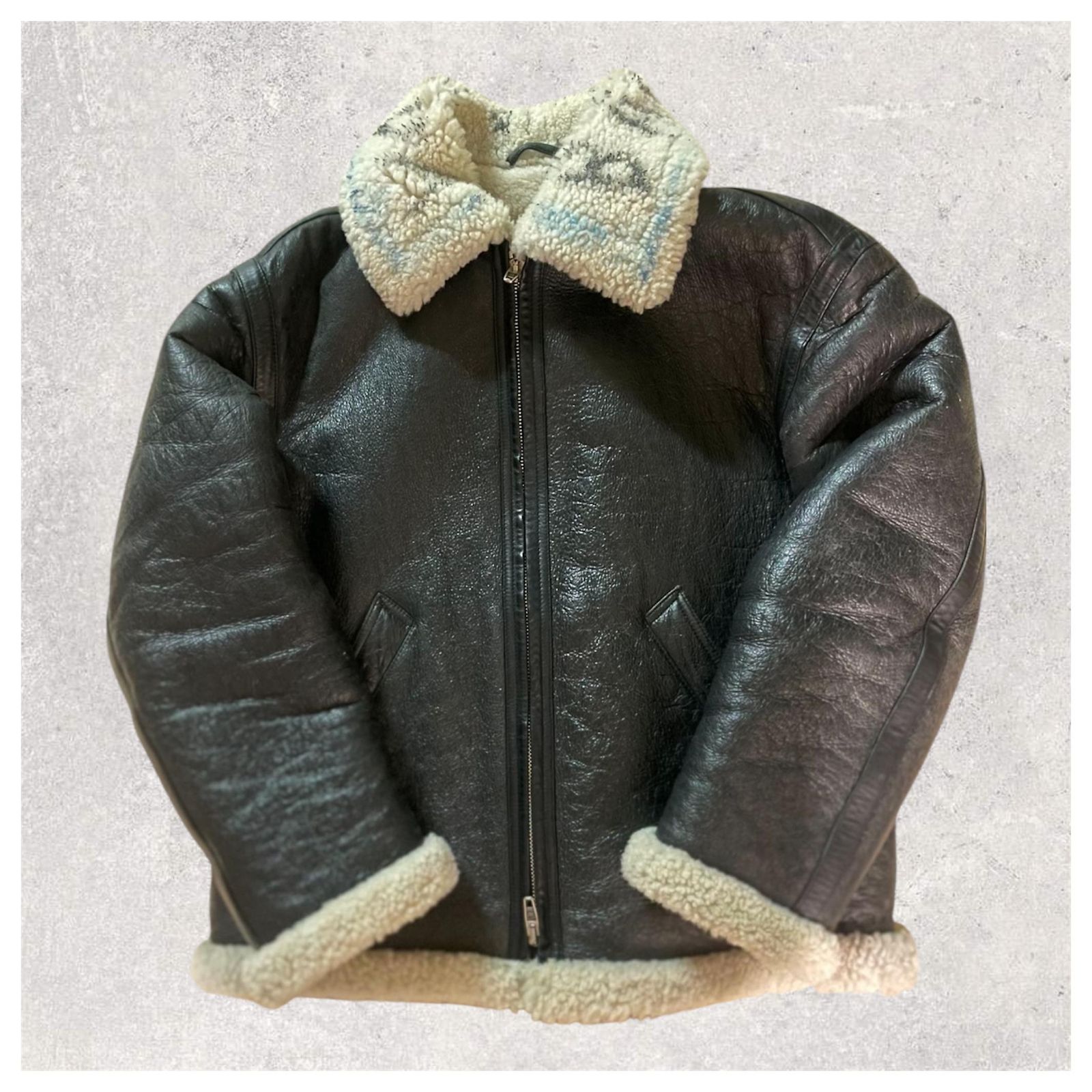 Balenciaga Graffiti Aviator Jacket - Leather and Shearling - M / L 