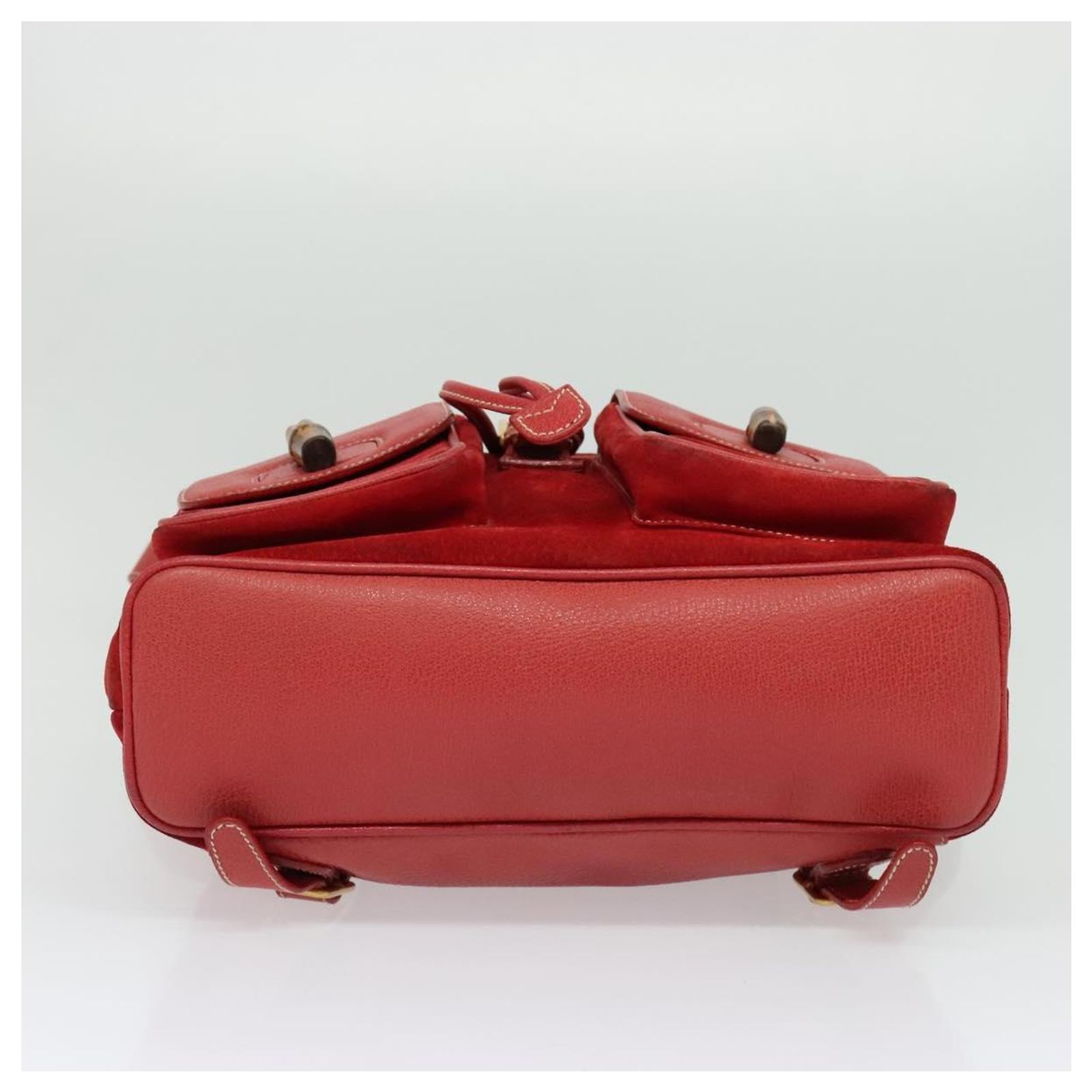 GUCCI Bamboo Backpack Suede Red Gold 003 2058 0016 Auth  display picture 3