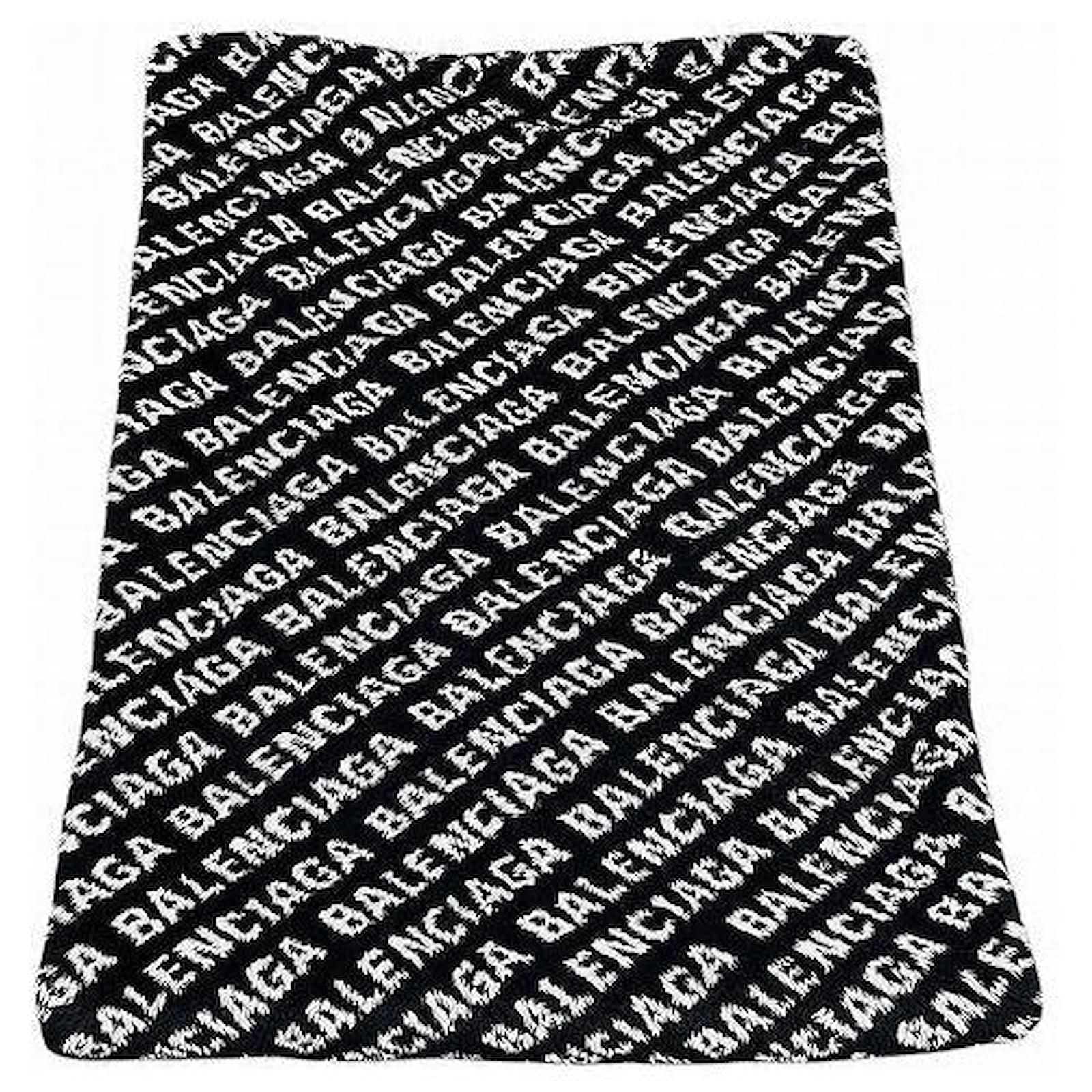 Balenciaga Allover Logo Acrylic Polyester Blanket Black ref