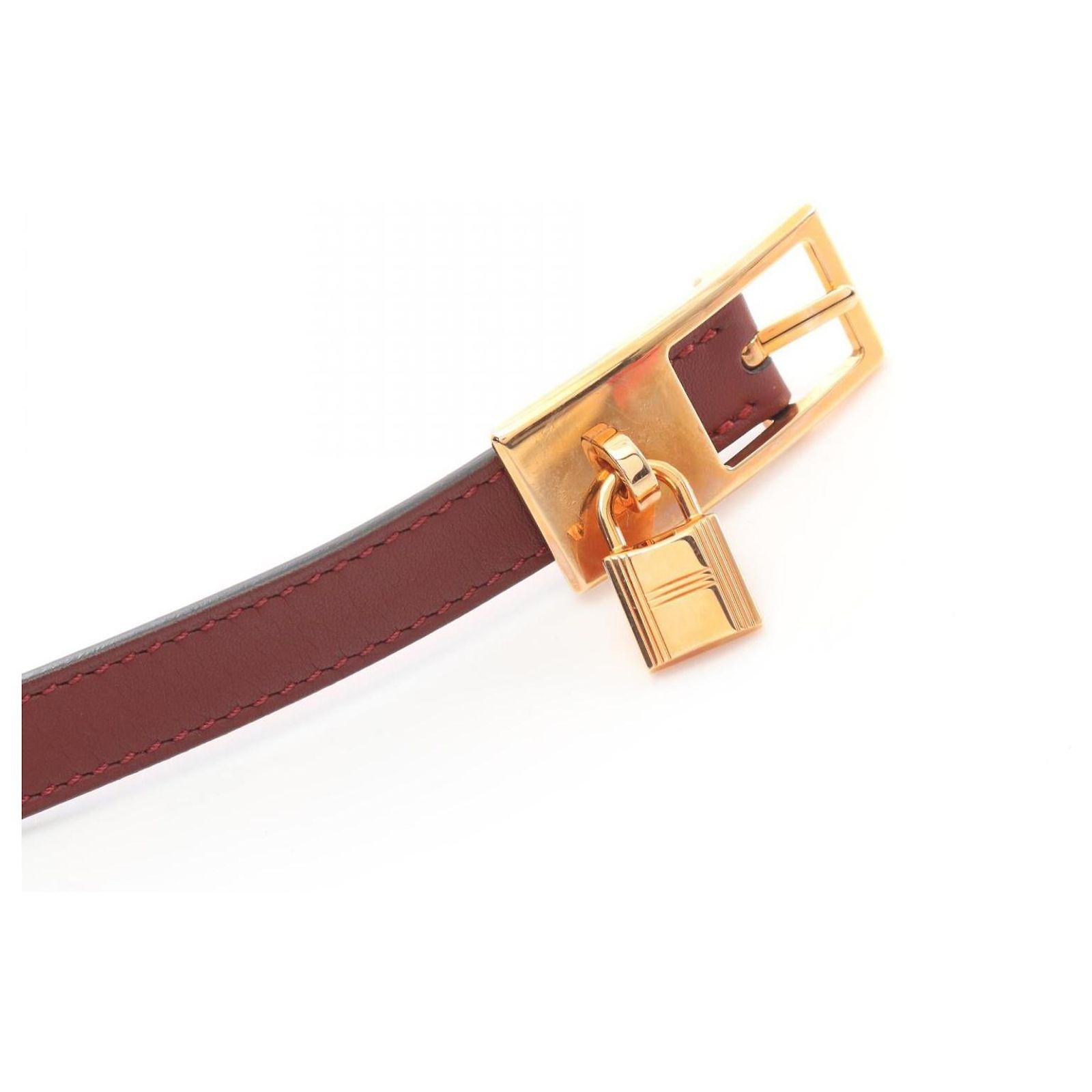 HERMES Lucky Belt Clothing Leather Women\'s Bordeaux Red HERMES Belt H Constance Buckle Gold 1996 Reversible Red  main image 4