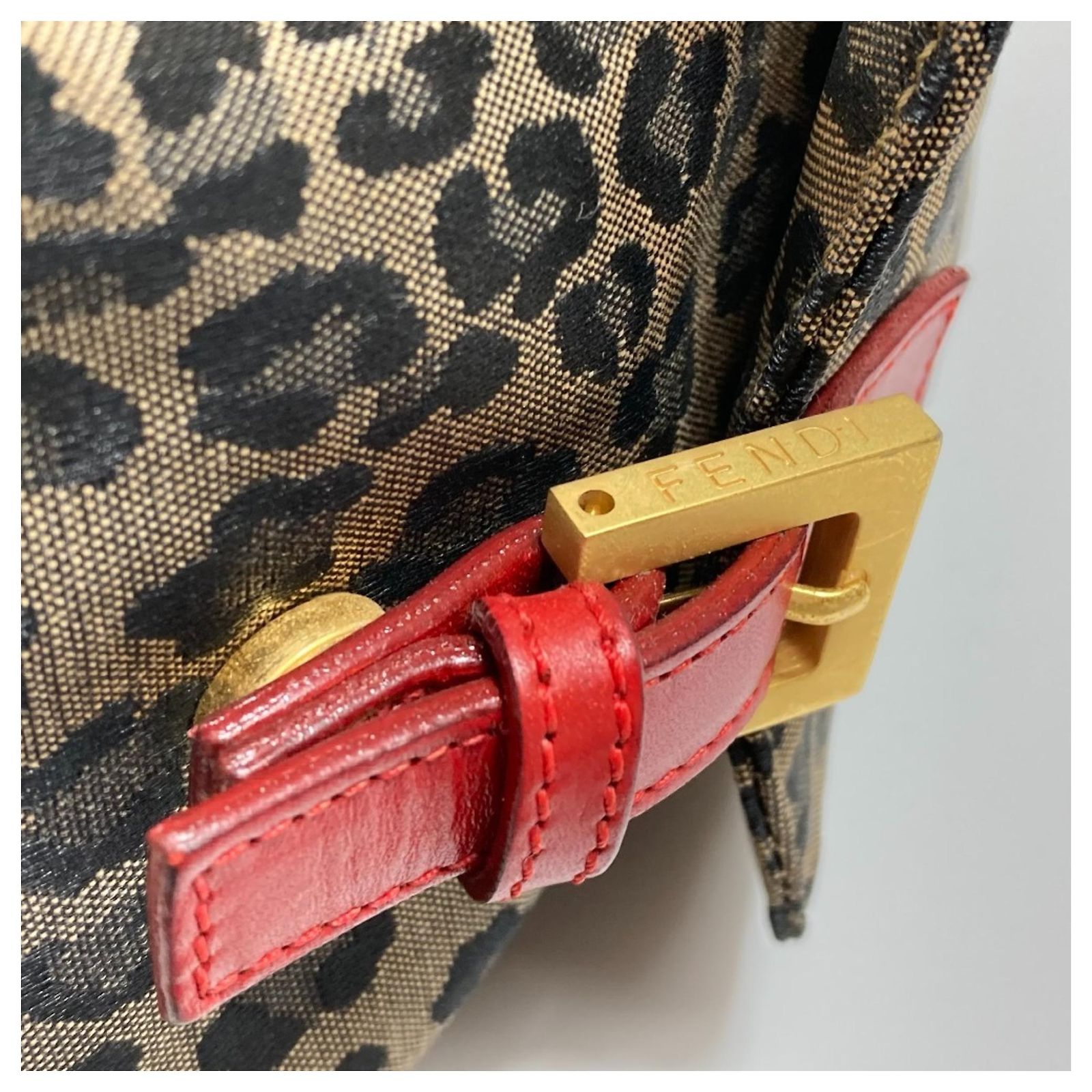 Fendi Leopard Print Backpack Fendi Leopard Print Backpack Brown Red Leather Cloth ref  main image 3