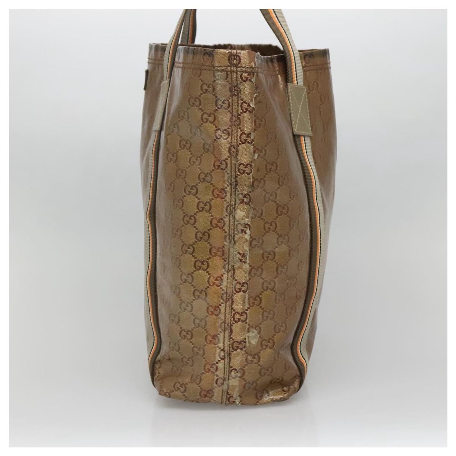 GUCCI GG Crystal Tote Bag Coated Canvas Gold 189669 Auth 139647