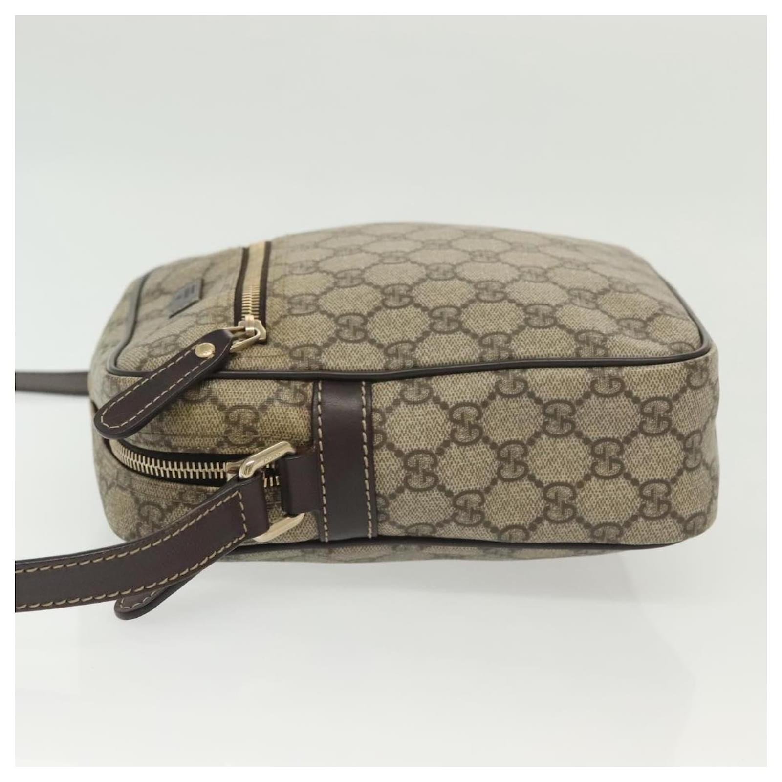 GUCCI GG Supreme Shoulder Bag PVC Beige Gold 233268 Auth yk19303