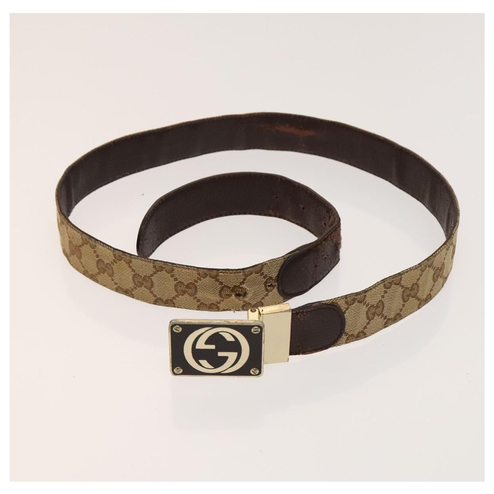 GUCCI GG Canvas Web Sherry Line Belt Canvas 3Set White Beige  display picture 2