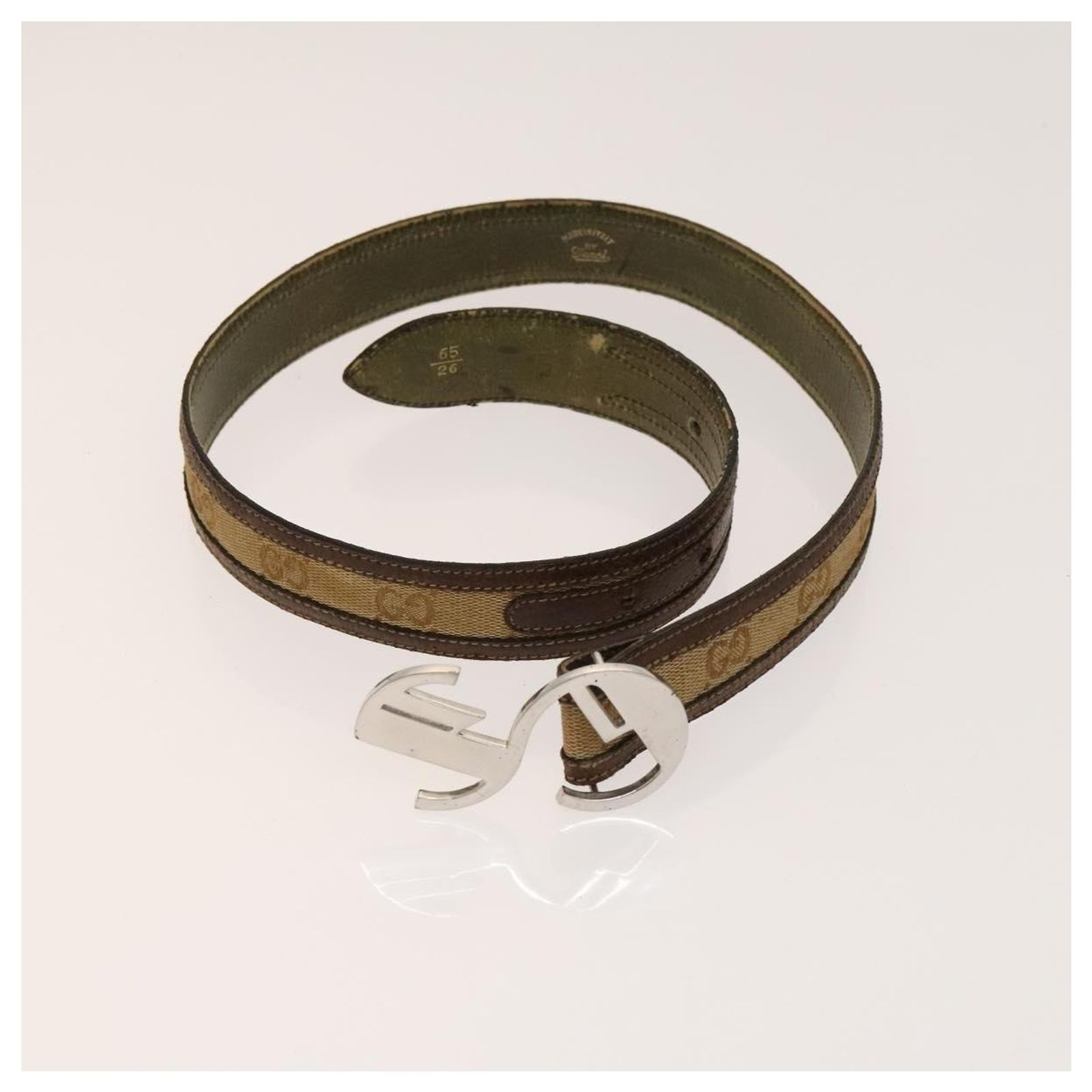 GUCCI GG Canvas Web Sherry Line Belt Canvas 3Set White Beige 