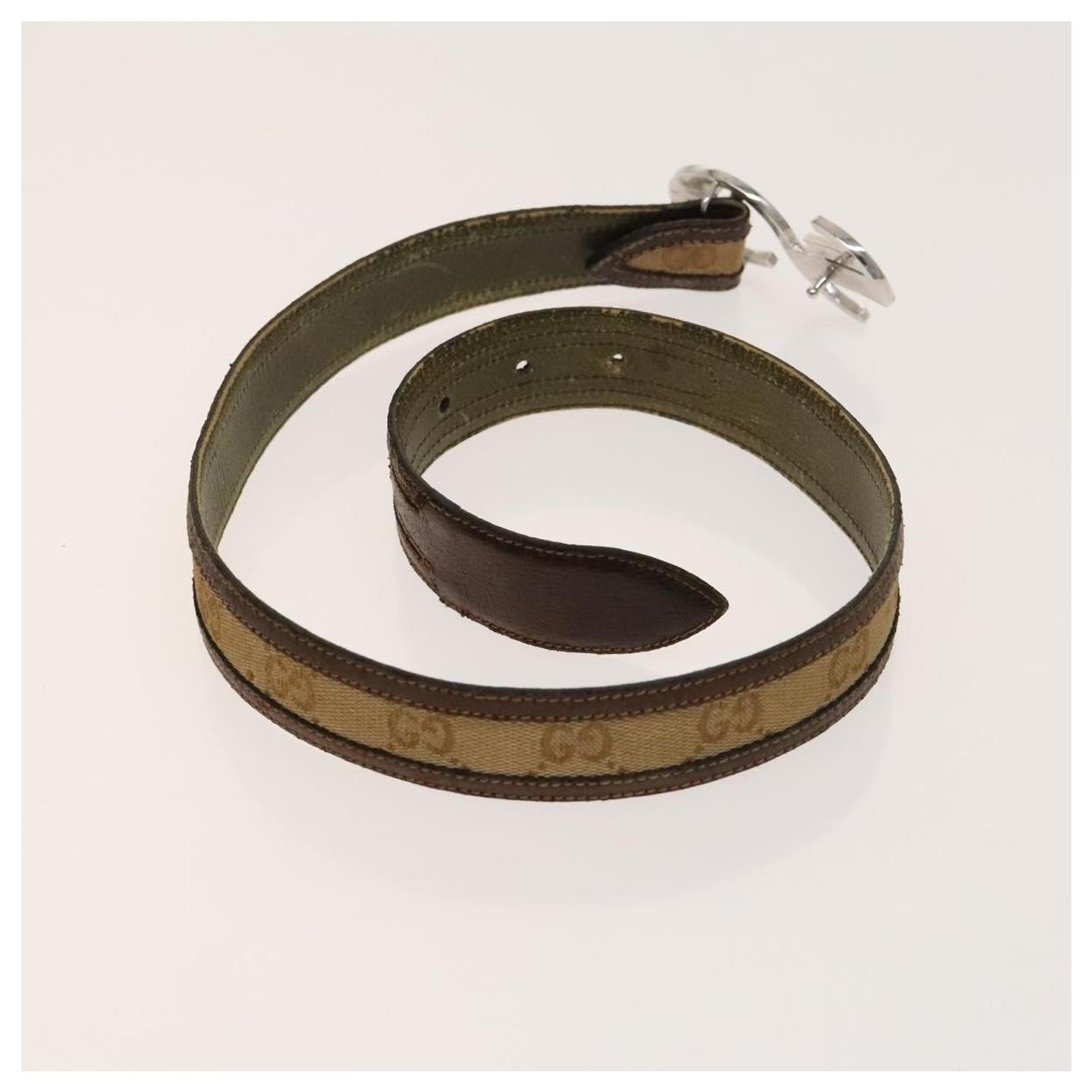 GUCCI GG Canvas Web Sherry Line Belt Canvas 3Set White Beige  display picture 2
