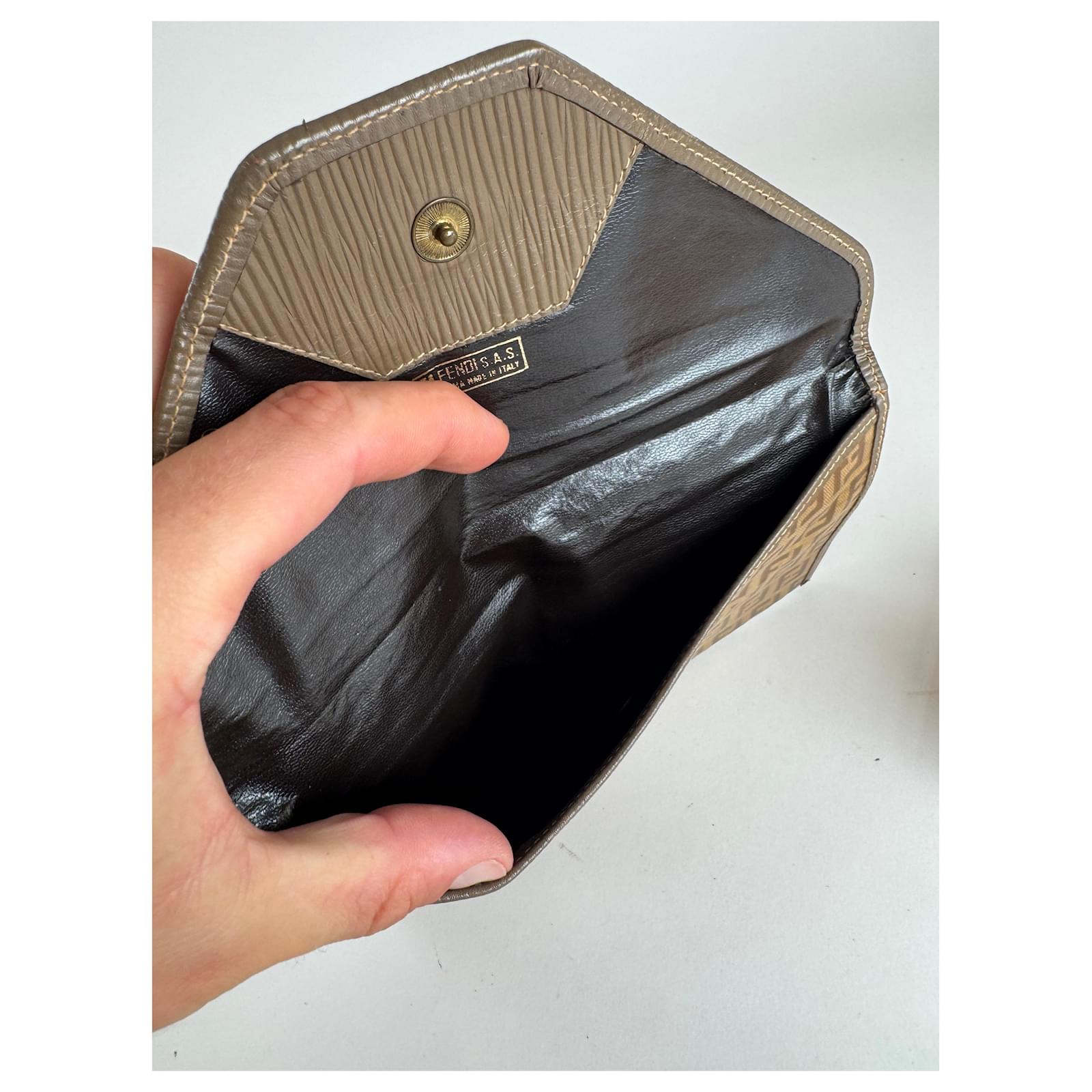 Vintage Fendi FF monogram Leather clutch brown Golden ref.2462769