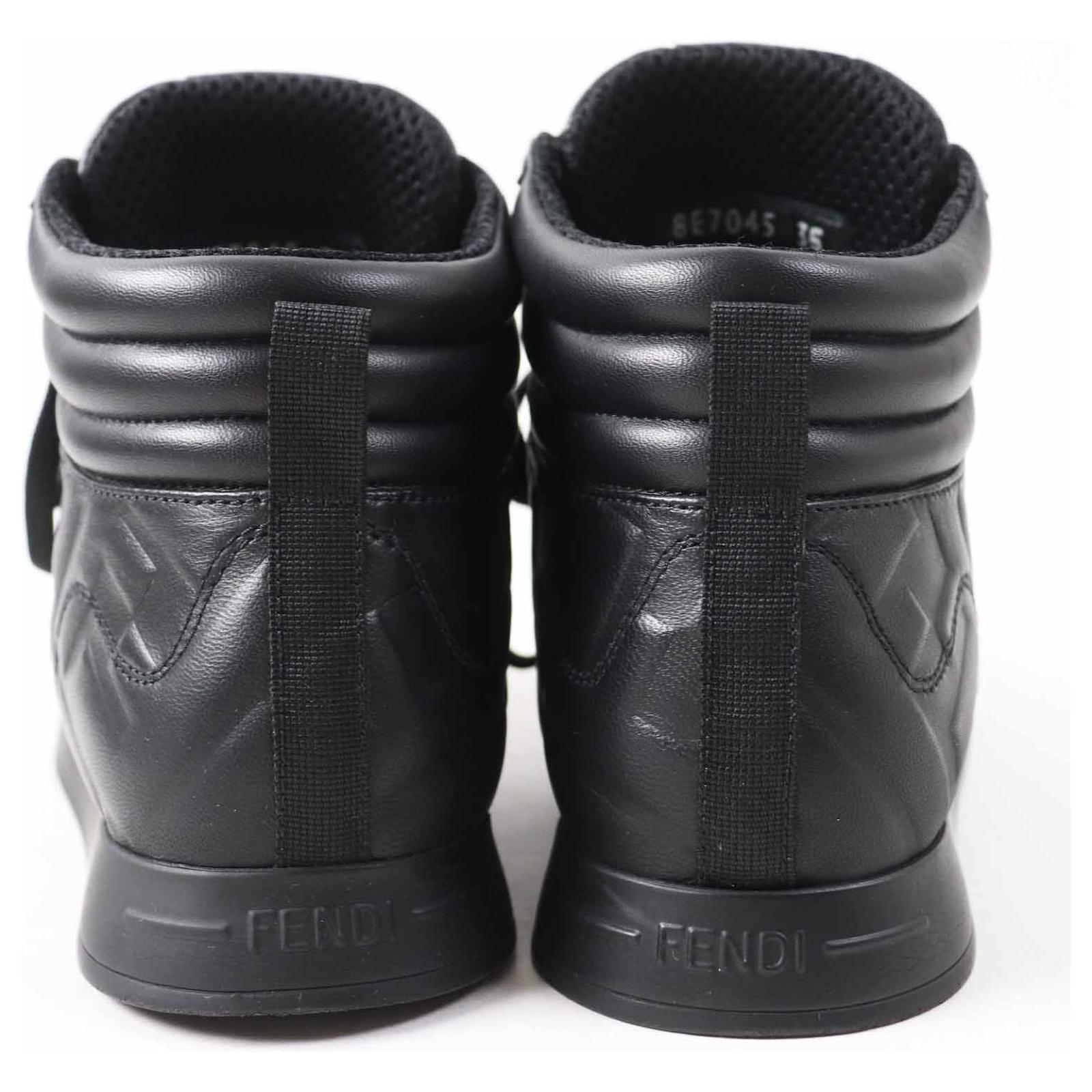 Fendi FF logo leather sneakers Black ref.2469185 - Joli Closet