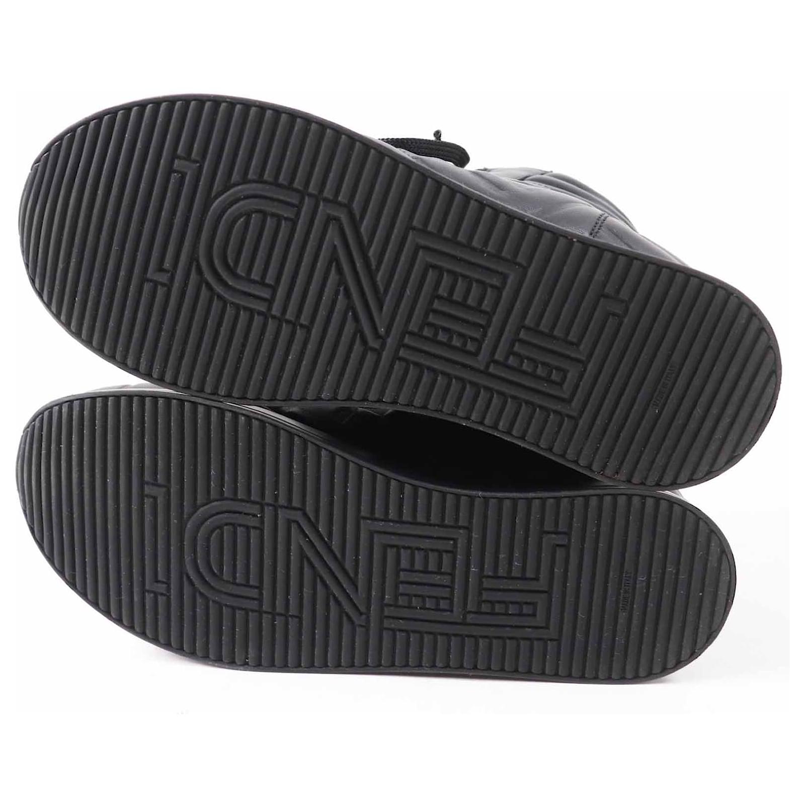 Fendi FF logo leather sneakers Black ref.2469185 - Joli Closet