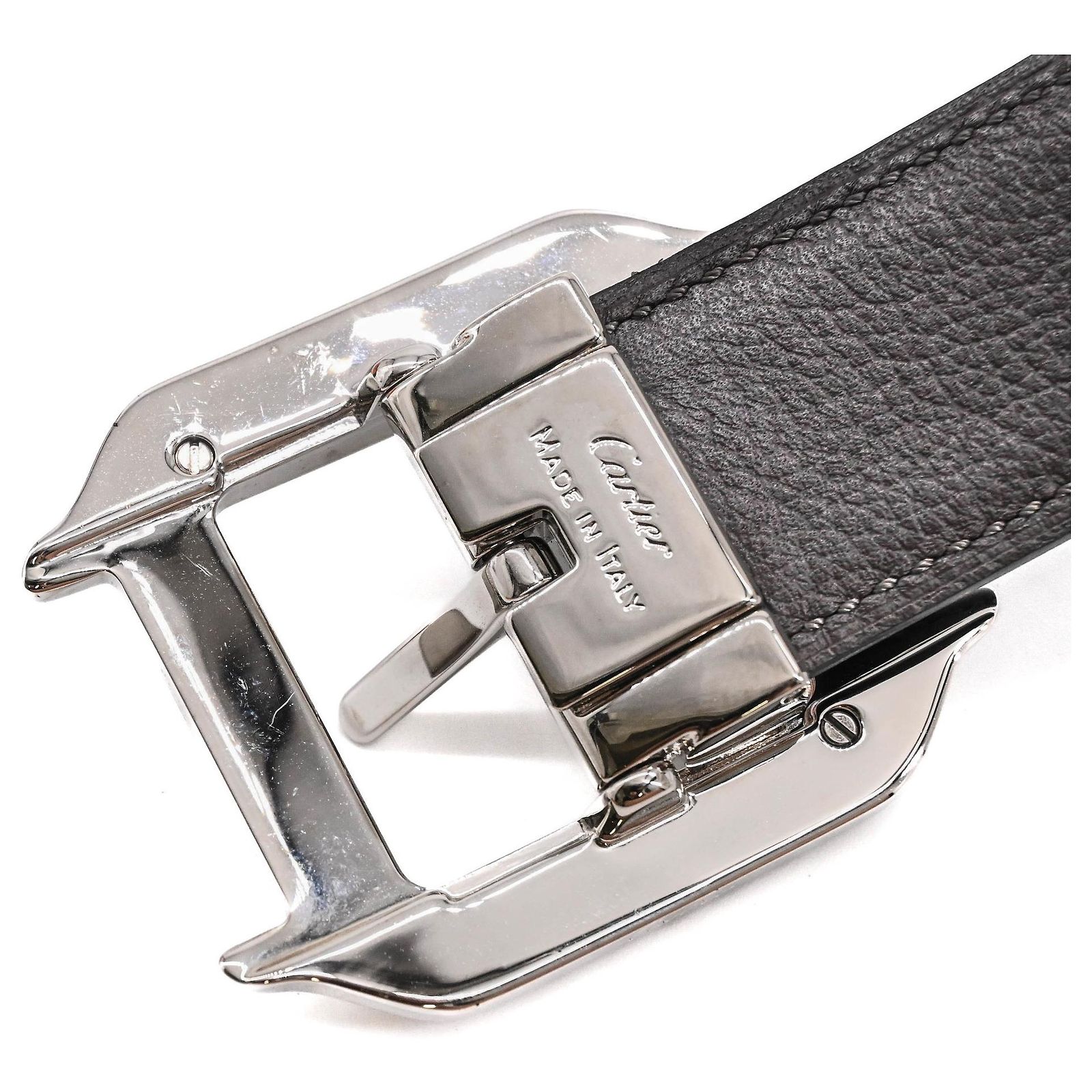 ORIGINAL vintage reversible Cartier belt in silver ? Lot - VINTAGE CARTIER REVERSIBLE TRINITY LEATHER BELT main image 2