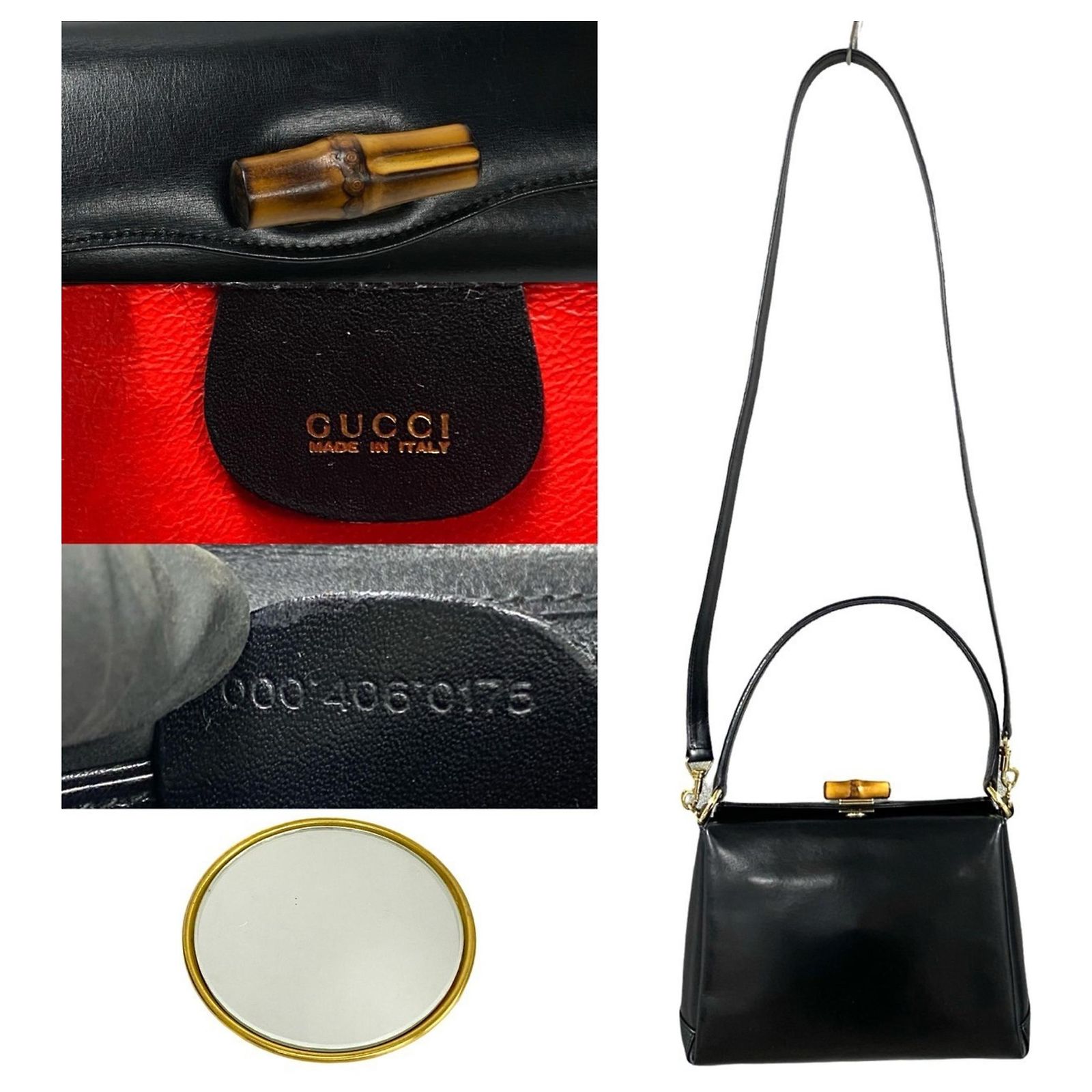 Gucci Vintage Bamboo Calf Leather Handbag Black ref.JC2471264 
