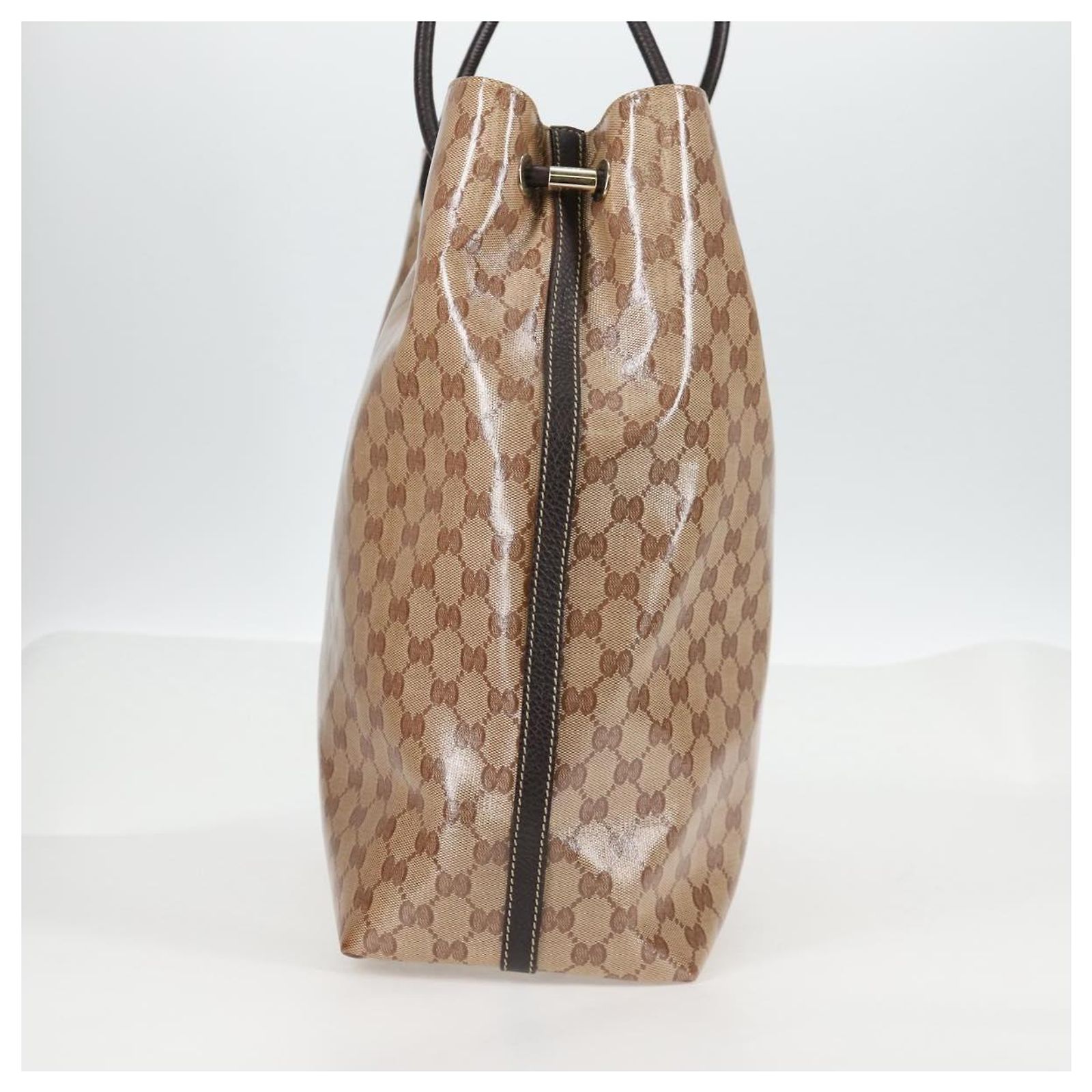 GUCCI GG Crystal Tote Bag Coated Canvas Beige 152274 Auth ki5933A 