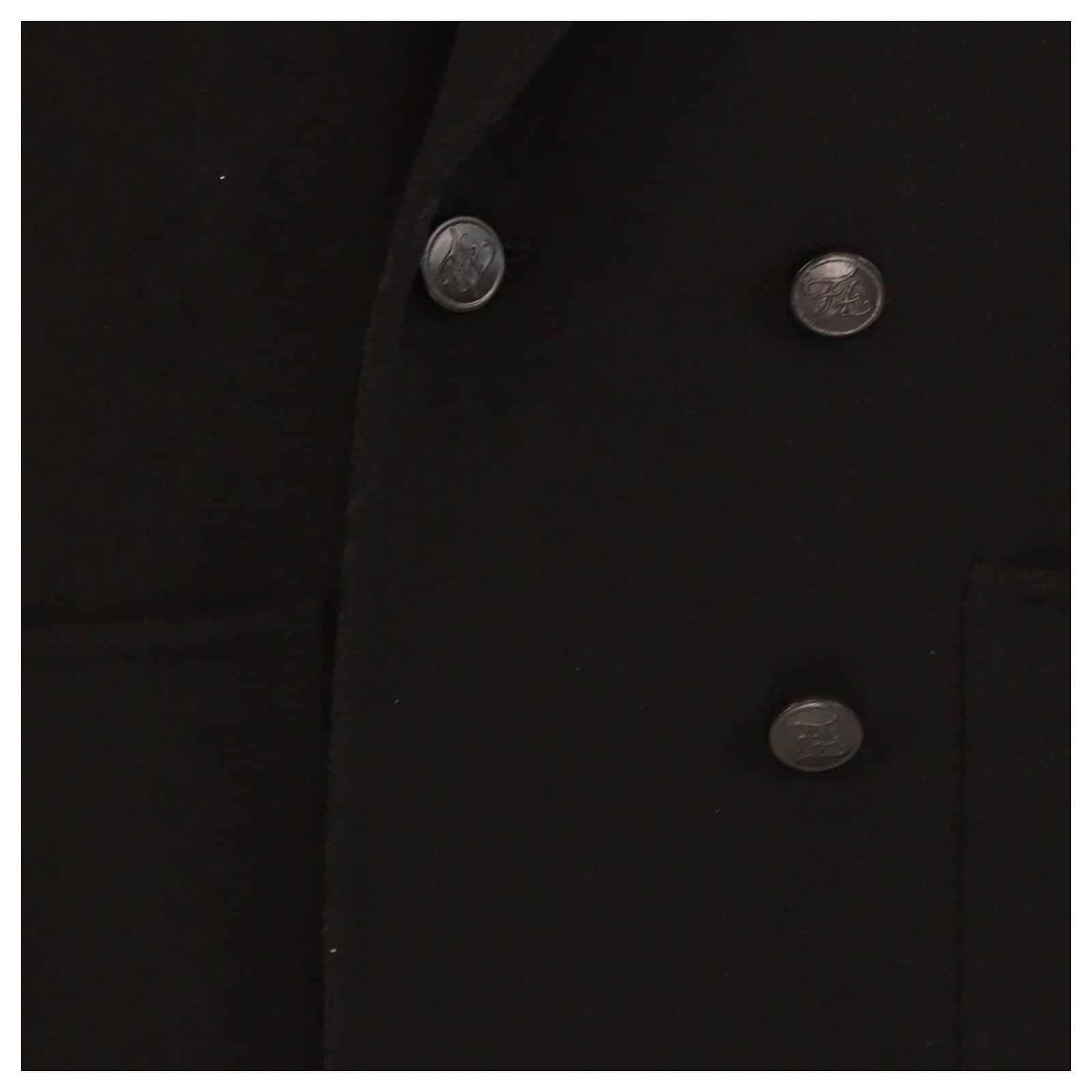 Fendi Black/Grey Wool & Silk Long Coat ref.2472188 - Joli Closet