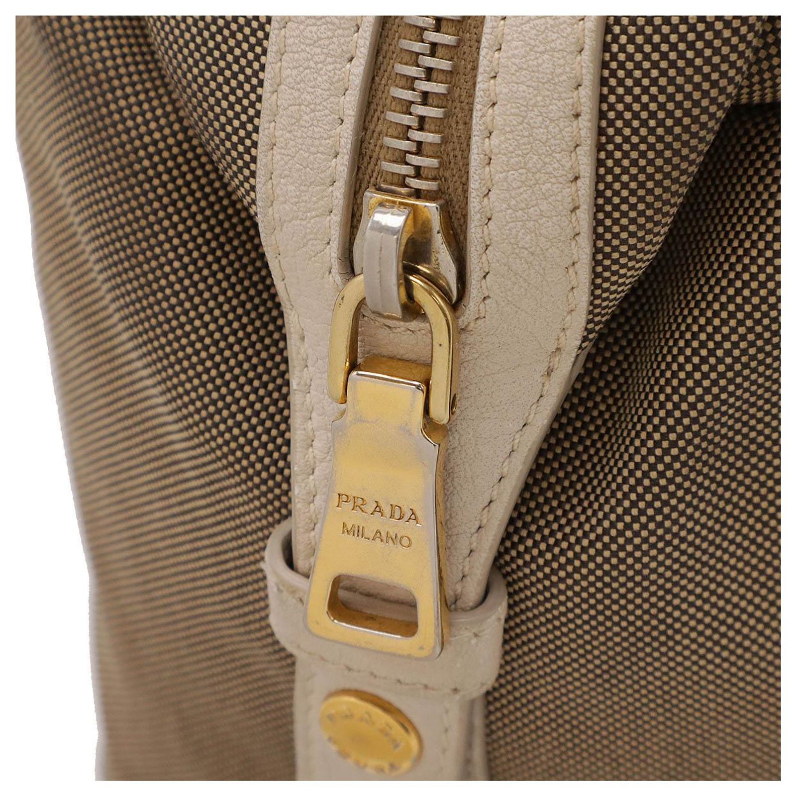 Prada Logo Jacquard Canvas Leather 2way Boston Bag BL0600 Brown 