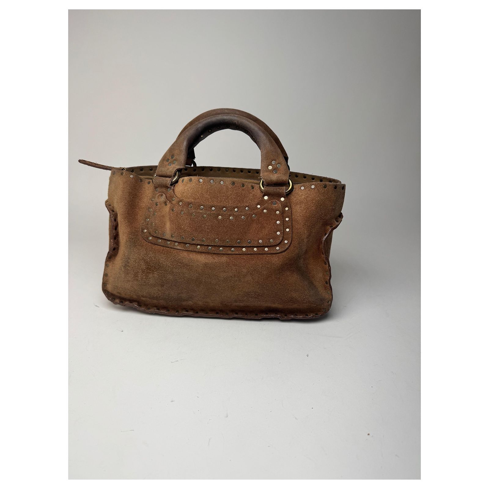 Céline Vintage Celine Paris Suede Studded Boogie bag brown ref 