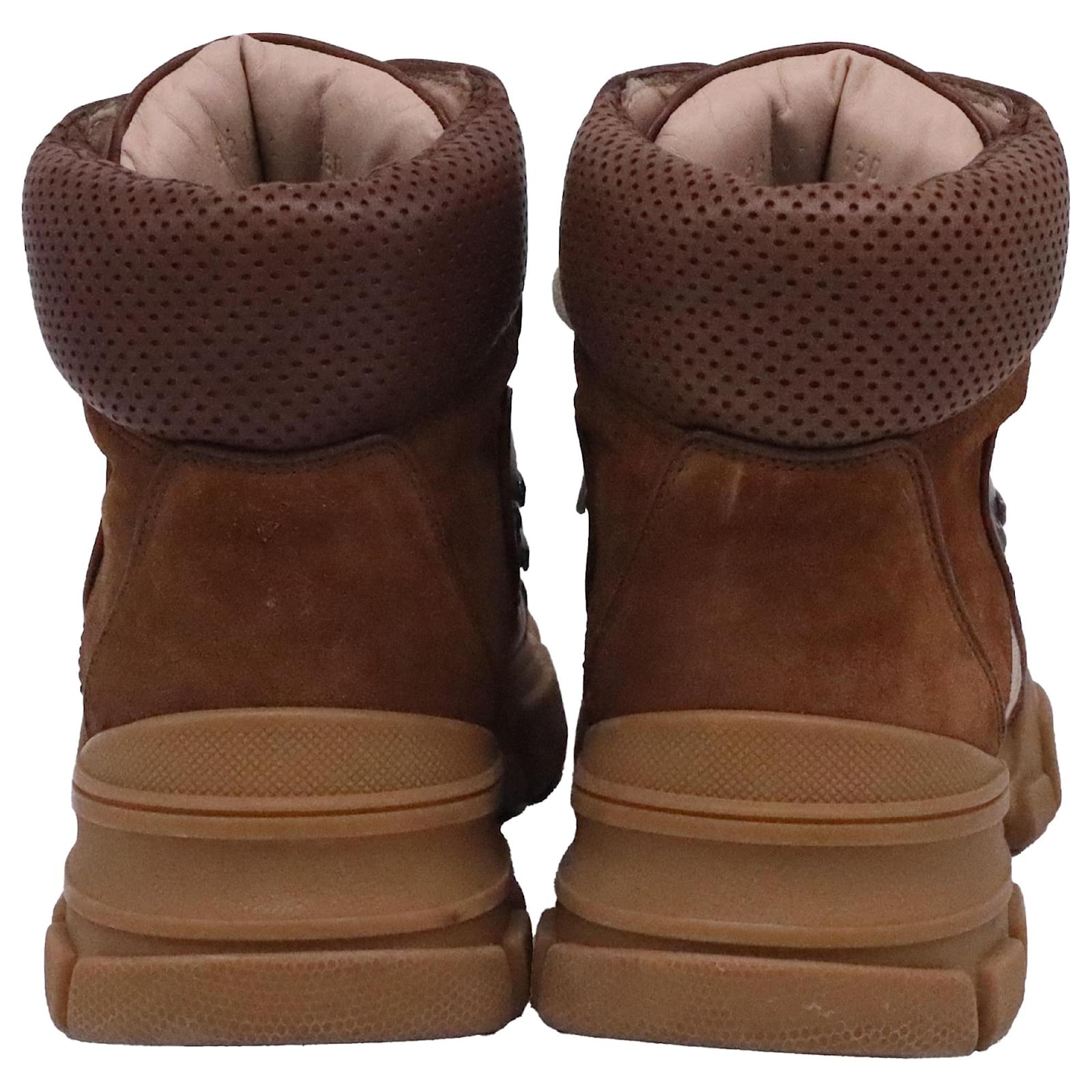 Gucci GG Supreme Journey Hiker Boots in Brown Suede and Leather