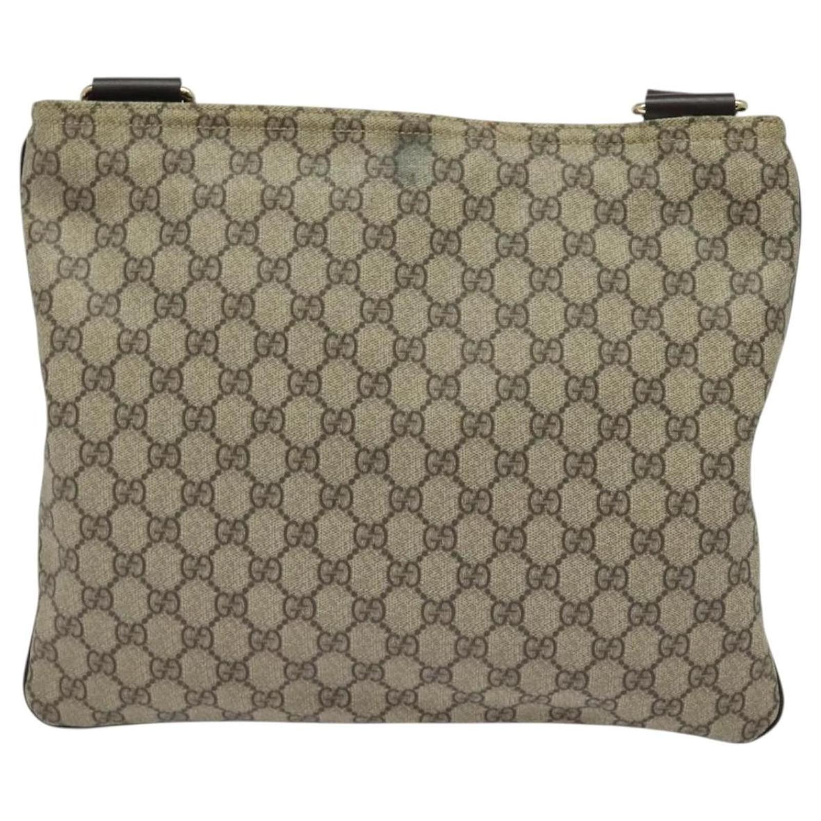 GUCCI GG Supreme Shoulder Bag PVC Beige Gold 201446 Auth ep10294