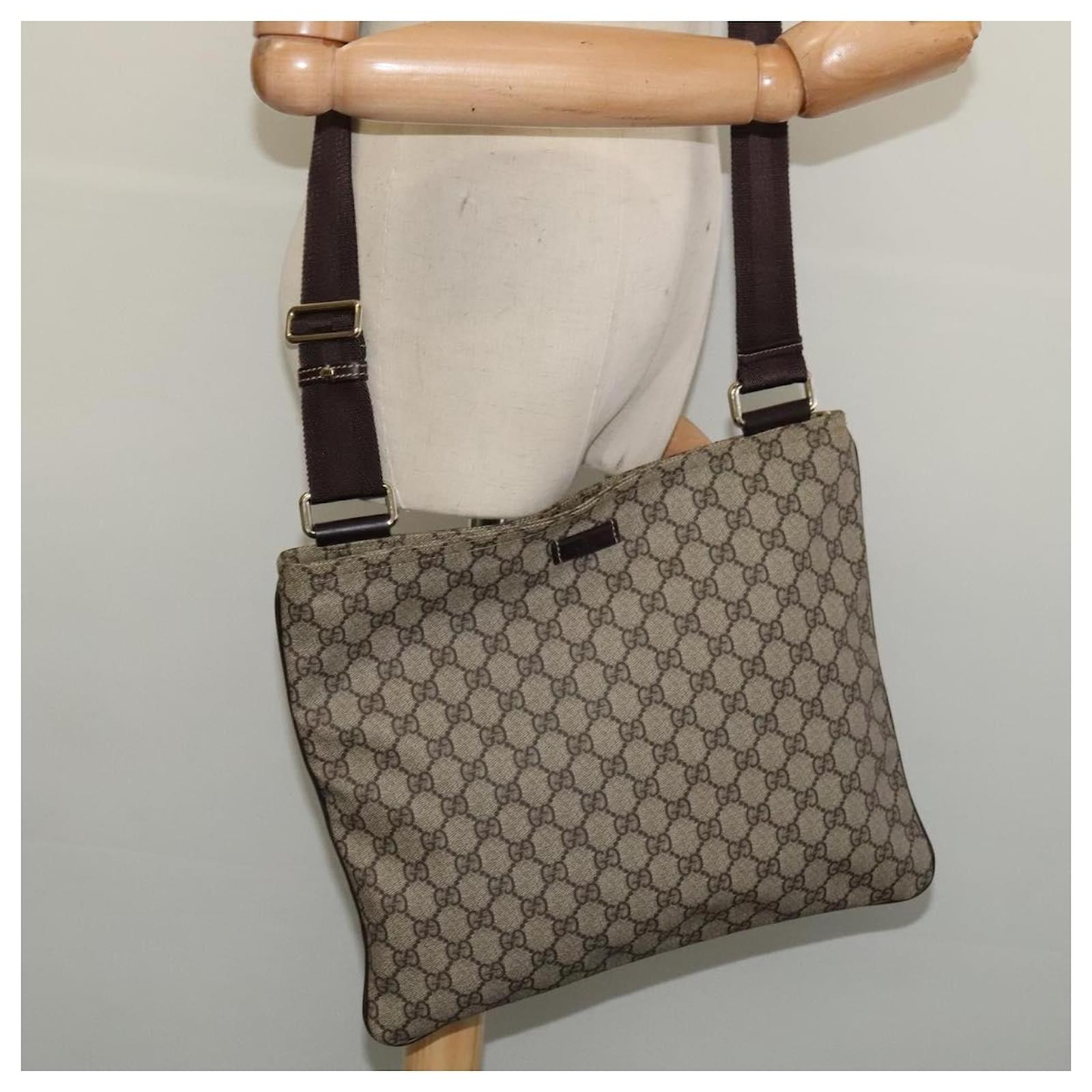 GUCCI GG Supreme Shoulder Bag PVC Beige Gold 201446 Auth ep10294
