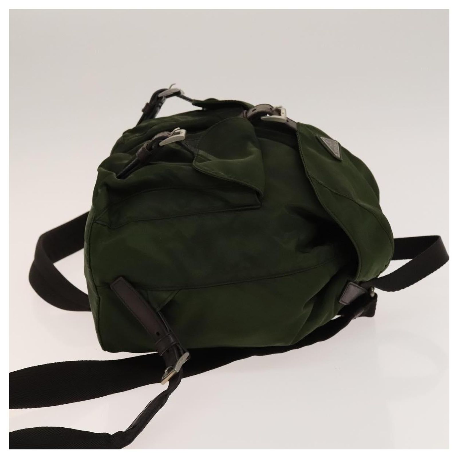 PRADA Backpack Nylon Khaki Silver Auth 141801 PRADA Backpack Nylon White Silver Auth 138353 | eBay main image 3