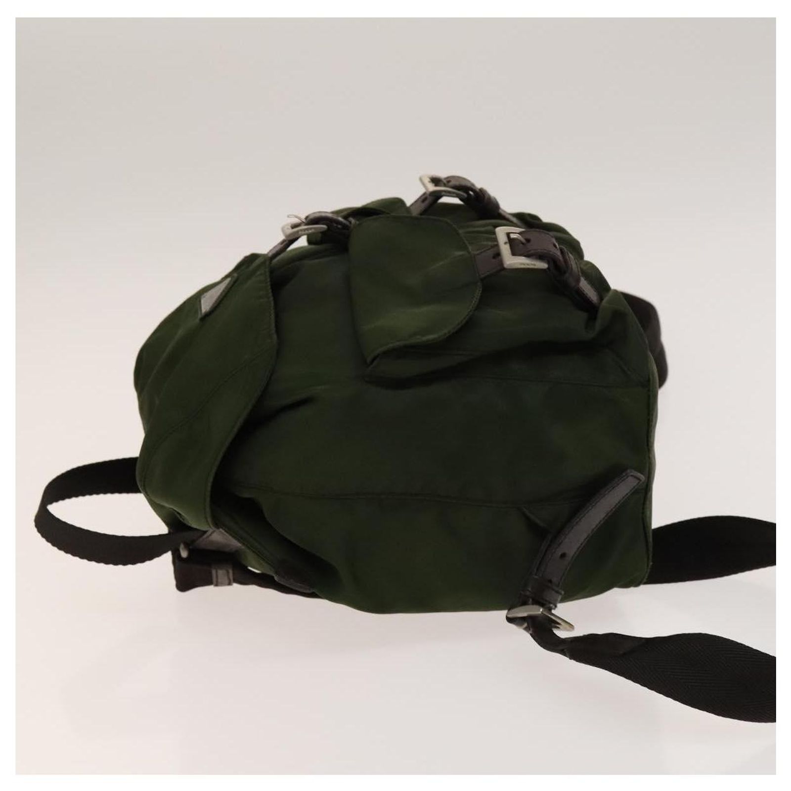 PRADA Backpack Nylon Khaki Silver Auth kk592 PRADA Backpack Nylon Khaki Silver Auth ki5908 Silvery ref  main image 3