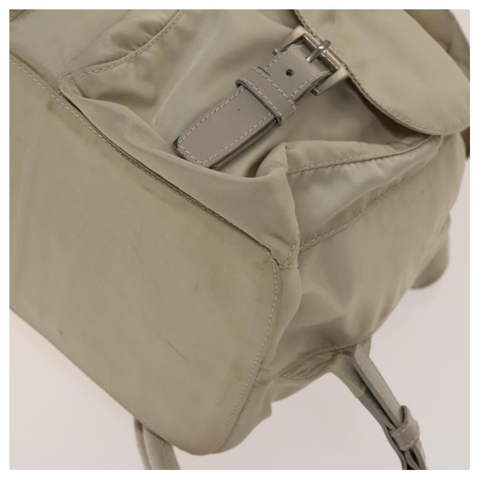 PRADA Backpack Nylon Ivory Silver Auth 138397 PRADA Backpack Nylon Ivory Silver Auth 138397 Silvery Cream  main image 4