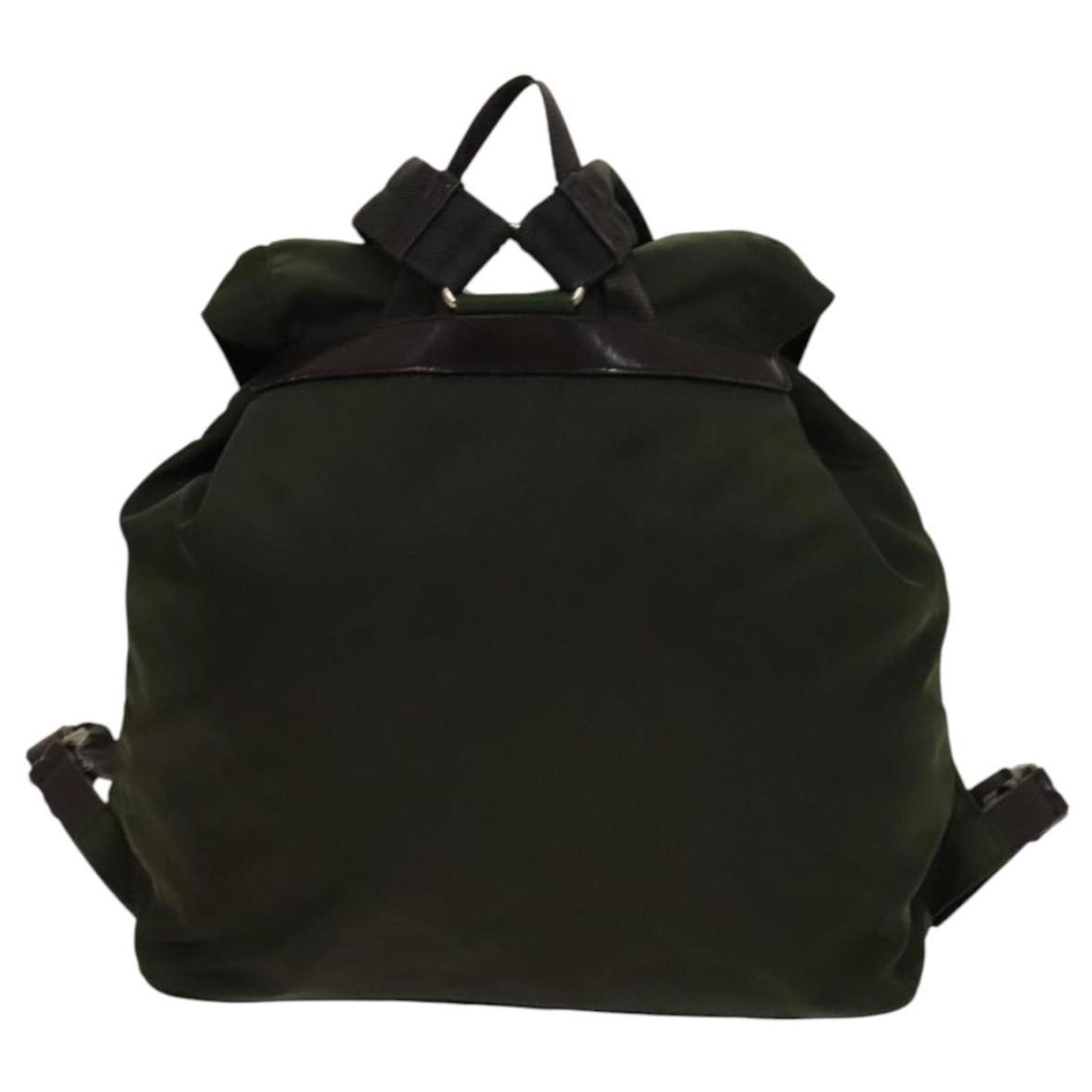 PRADA Backpack Nylon Green Silver Auth 136692 Silvery ref  display picture 2