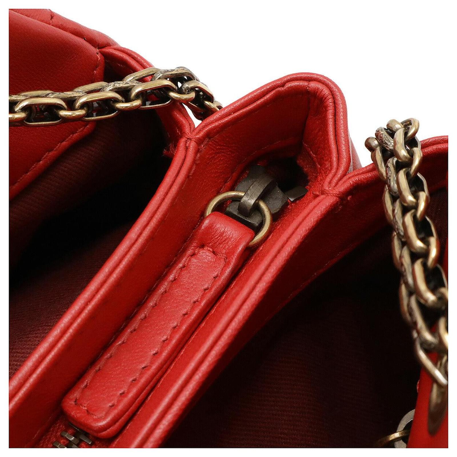 Chanel Mademoiselle Matelasse Lambskin 2way Shoulder Bag Red