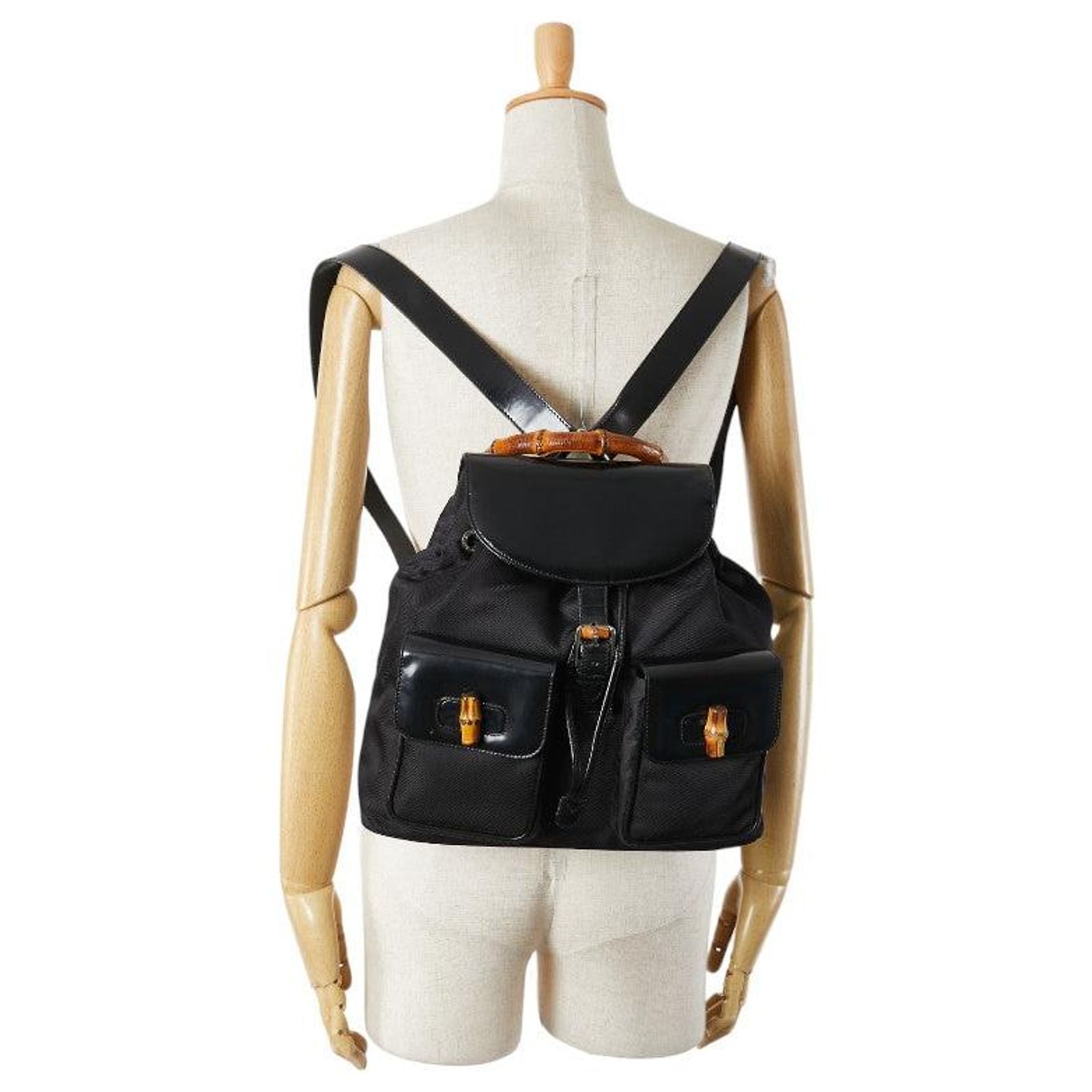 Gucci Bamboo Patent Leather Nylon Backpack Black ref.2484810  display picture 1