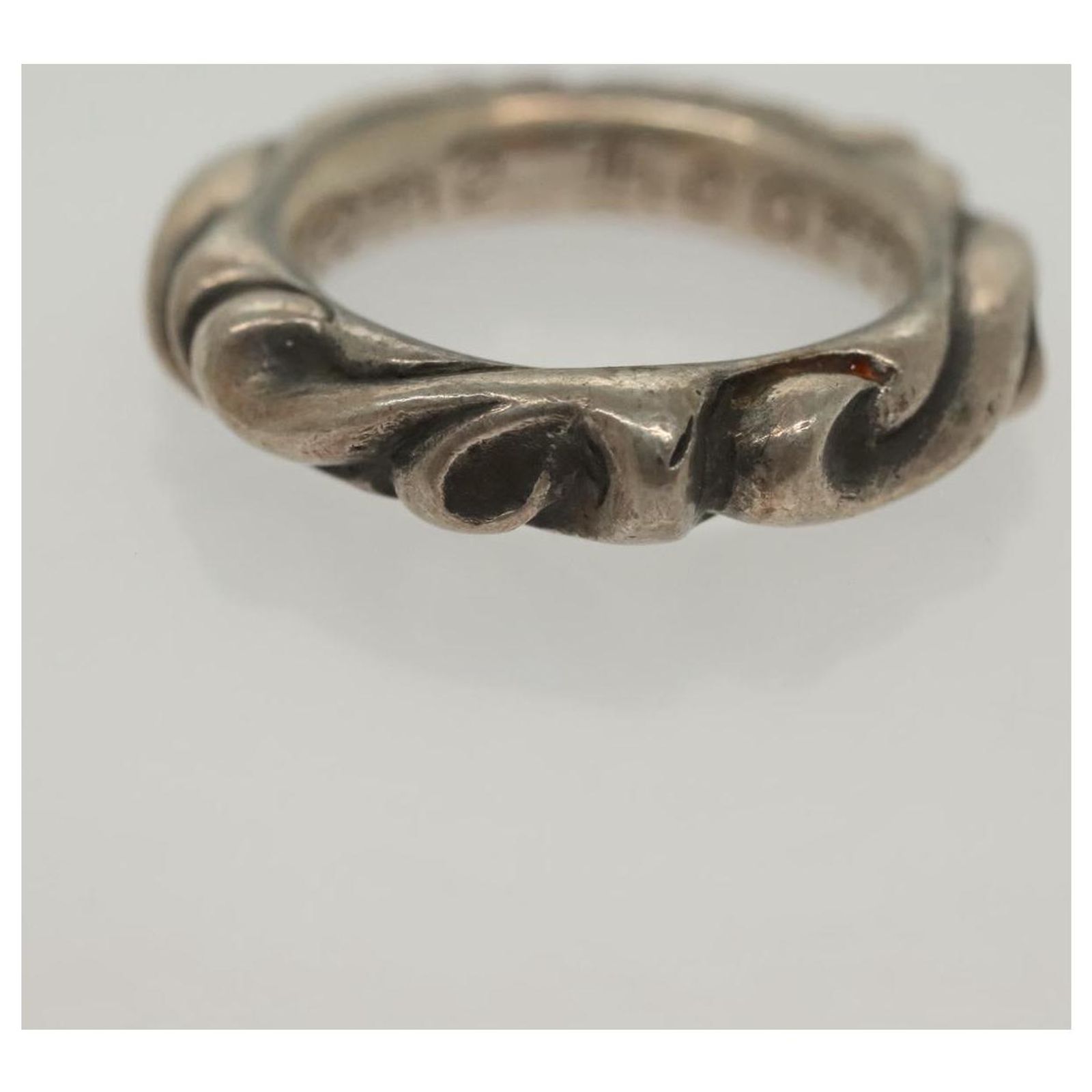 Chrome Hearts Scroll Band Ring Ag925 Silver Auth 138890M Silvery 