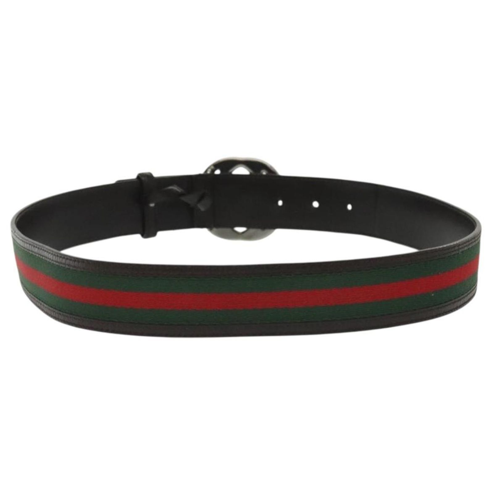 GUCCI Web Sherry Line Belt Leather 37
