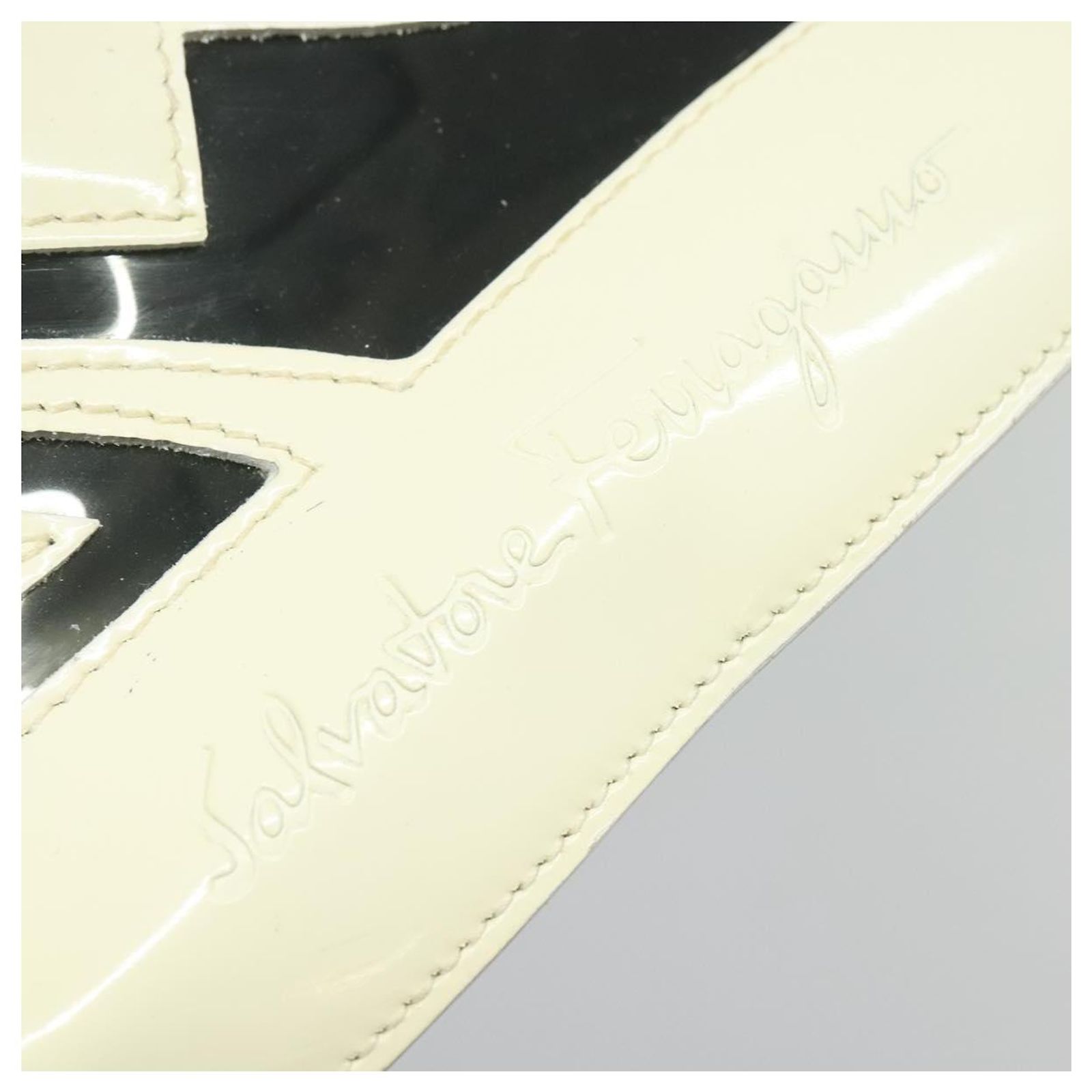 Salvatore Ferragamo Gancini Backpack Patent leather White 